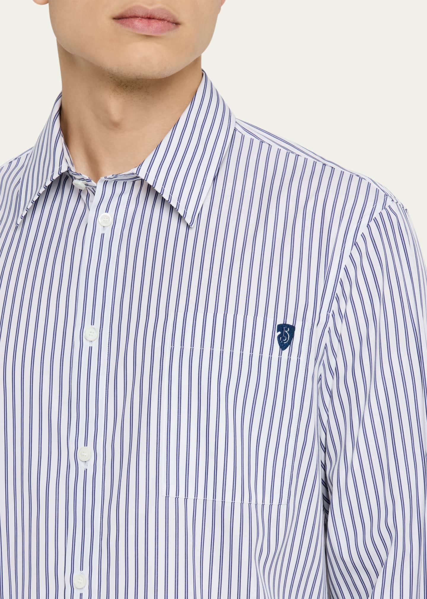 Burberry Men's Poplin Fine Stripe Sport Shirt Image 5 of 5