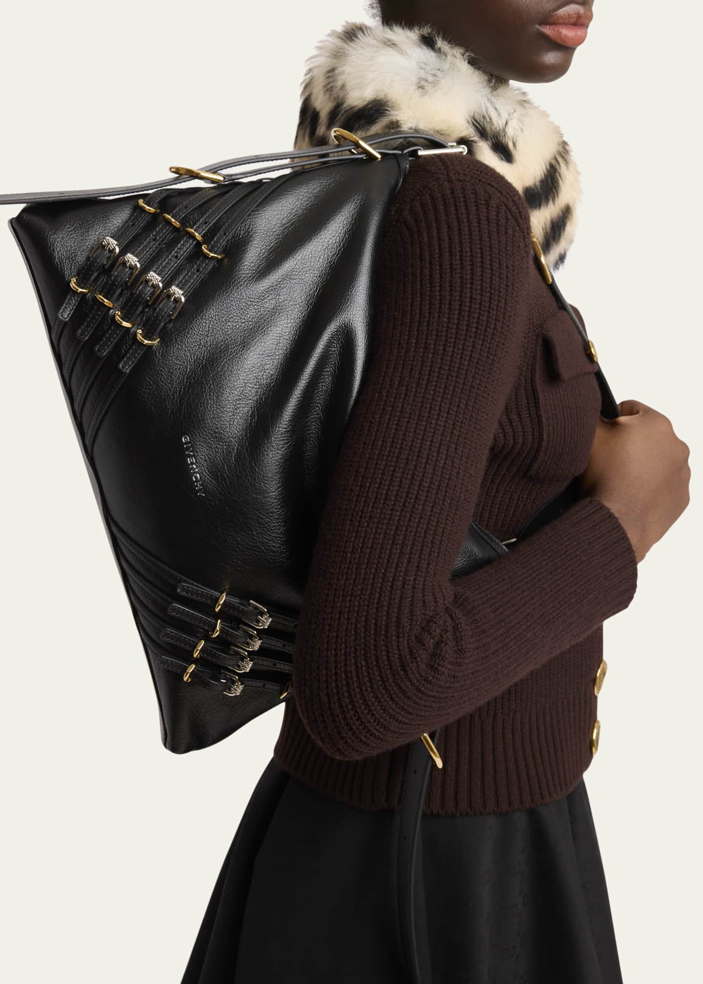 【VIP価格】GIVENCHY Voyou Buckles Shoulder Bag Givenchy Voyou Medium Buckle Shoulder Bag in Leather