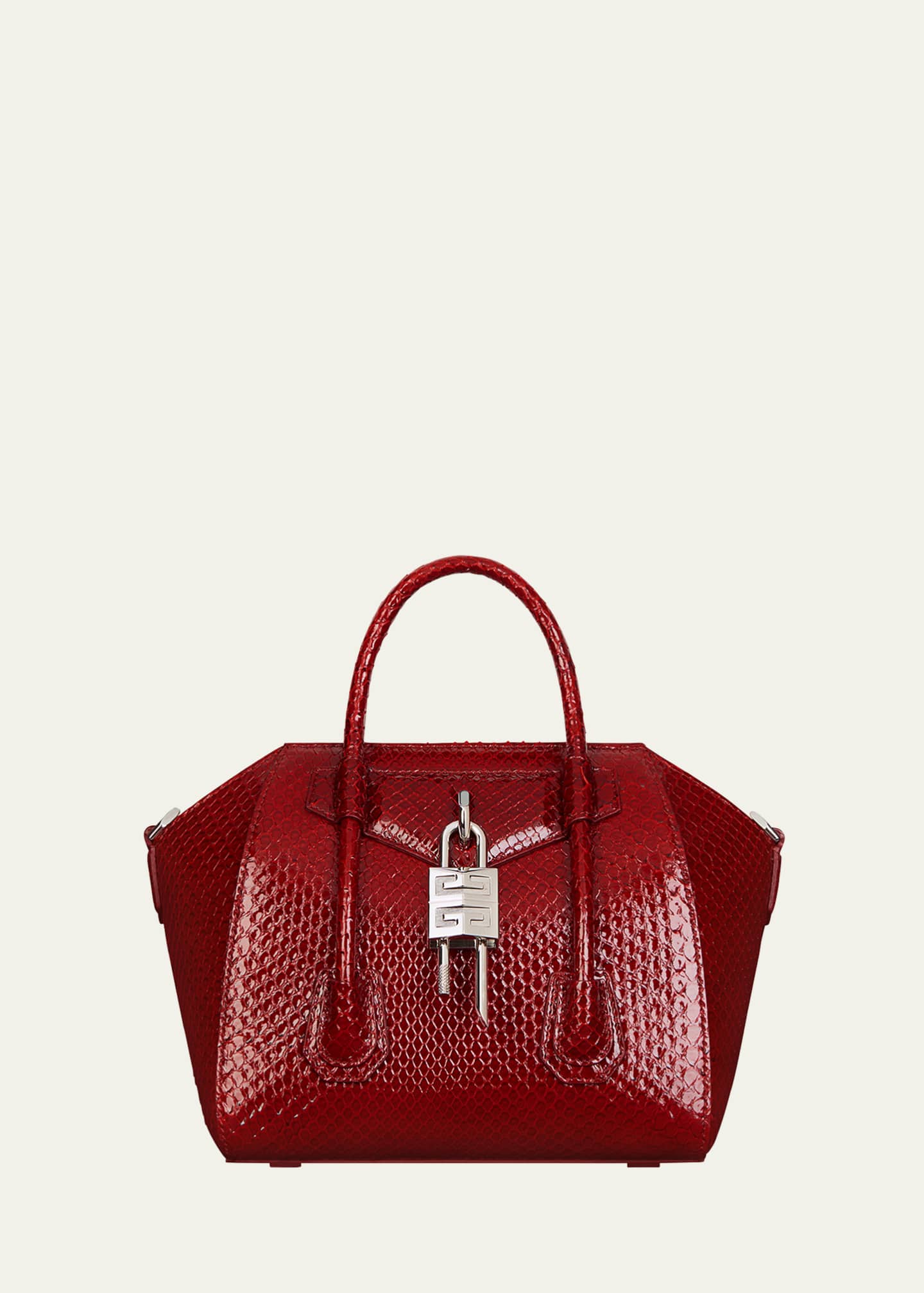 Givenchy Antigona Mini Lock Top-Handle Bag in Shiny Python Image 1 of 3