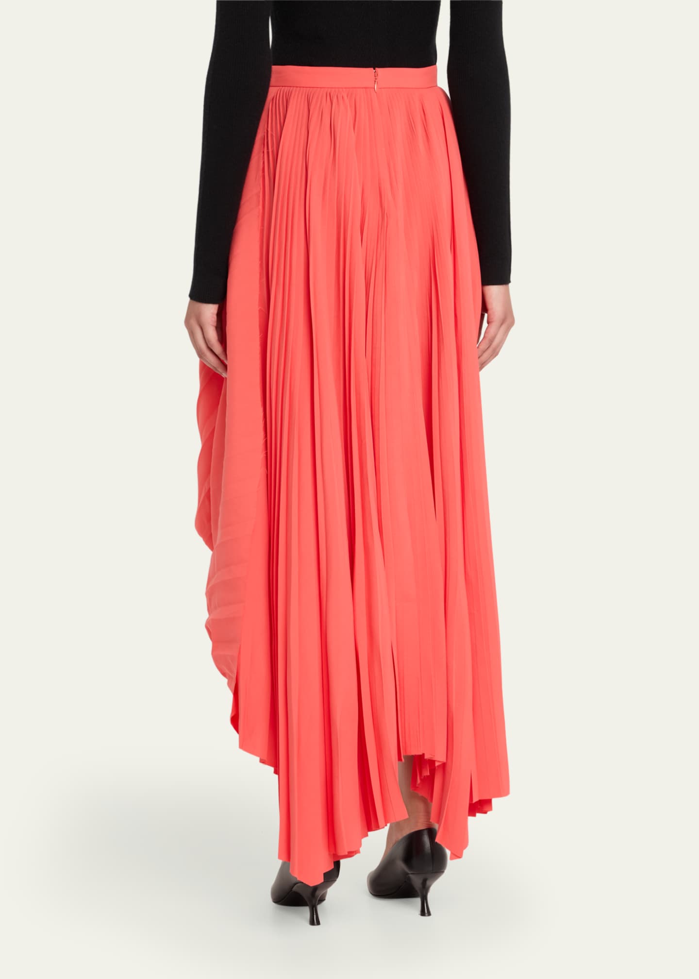 McQueen Pleated Asymmetric Draped Midi Skirt Image 3 of 5