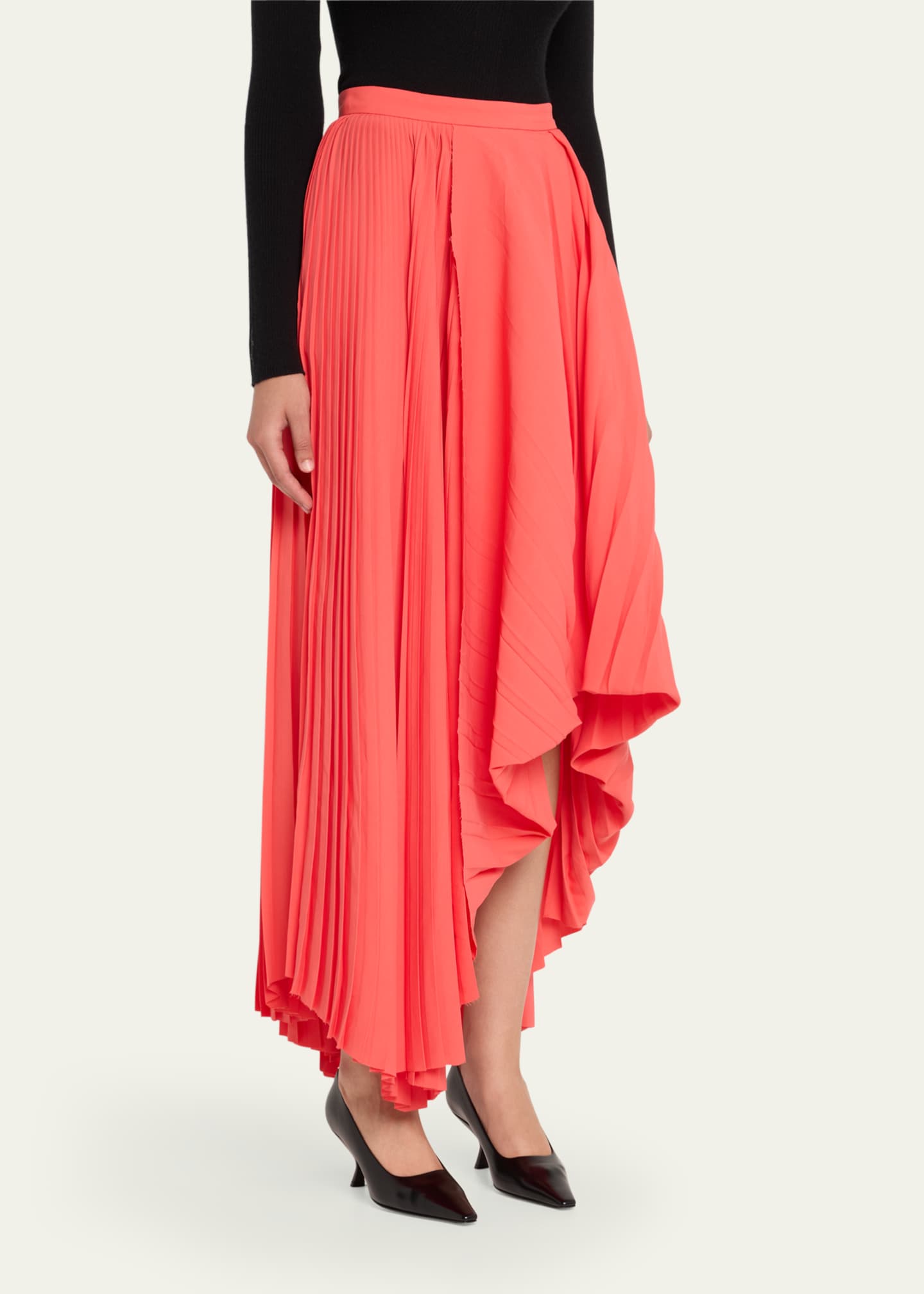 McQueen Pleated Asymmetric Draped Midi Skirt Image 4 of 5