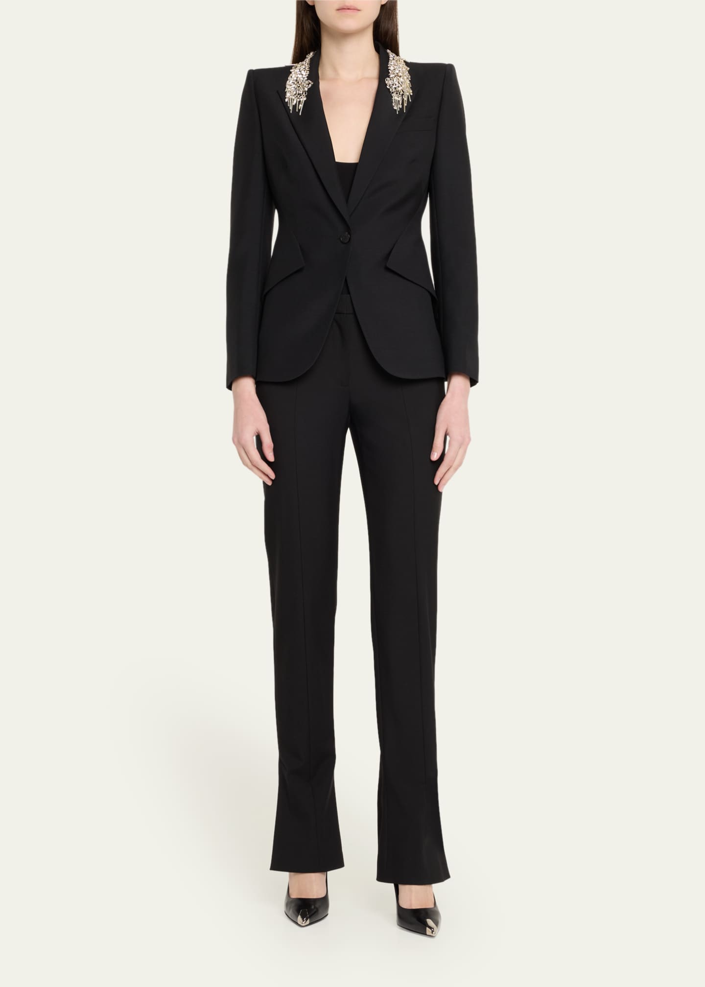 McQueen Embellished Lapel Single-Breasted Blazer Image 2 of 5
