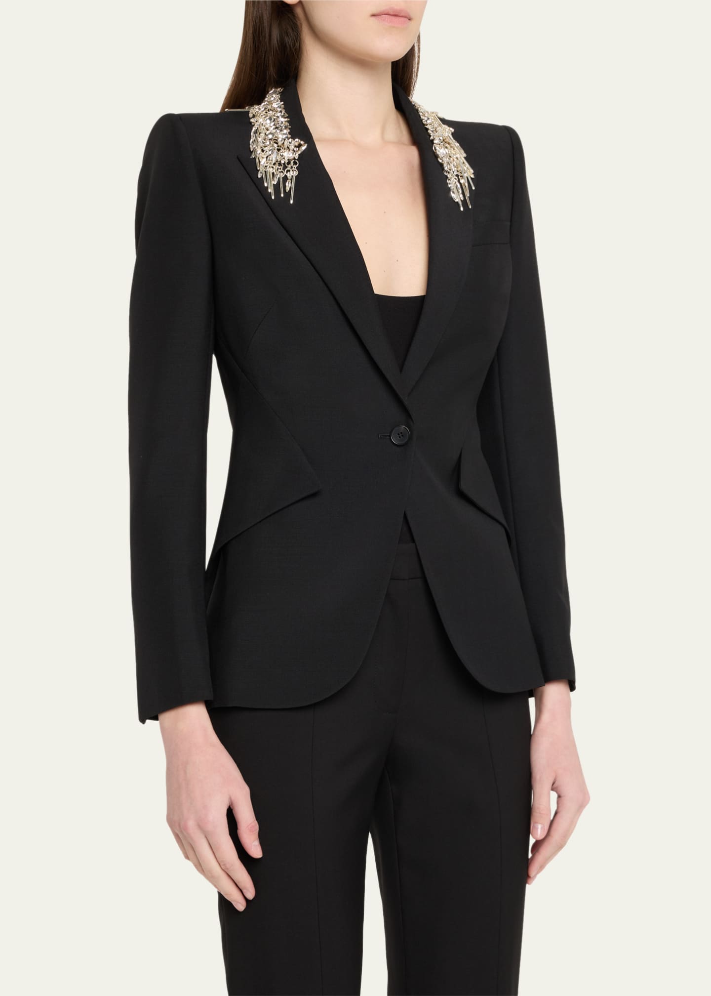 McQueen Embellished Lapel Single-Breasted Blazer Image 4 of 5