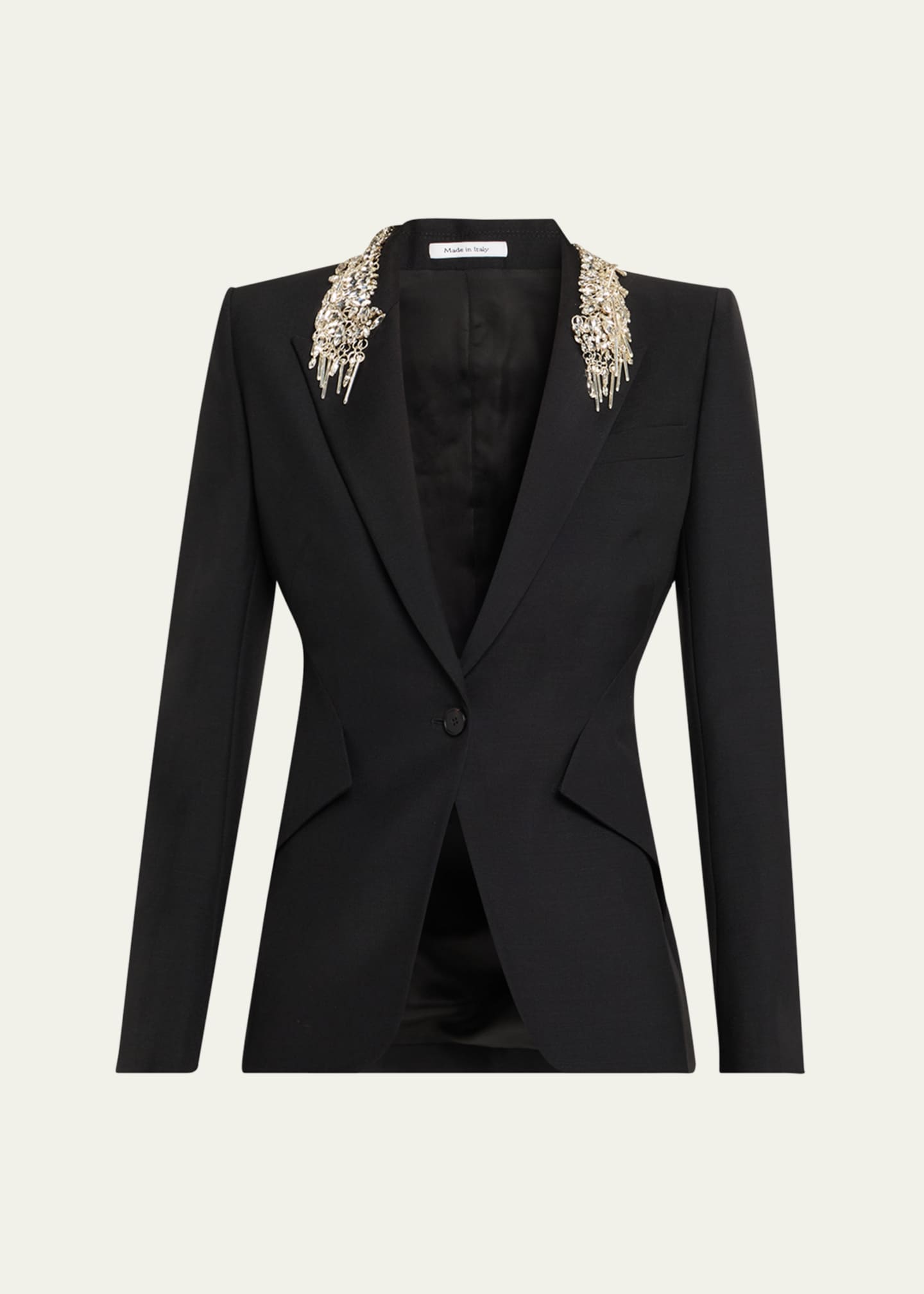 McQueen Embellished Lapel Single-Breasted Blazer Image 1 of 5