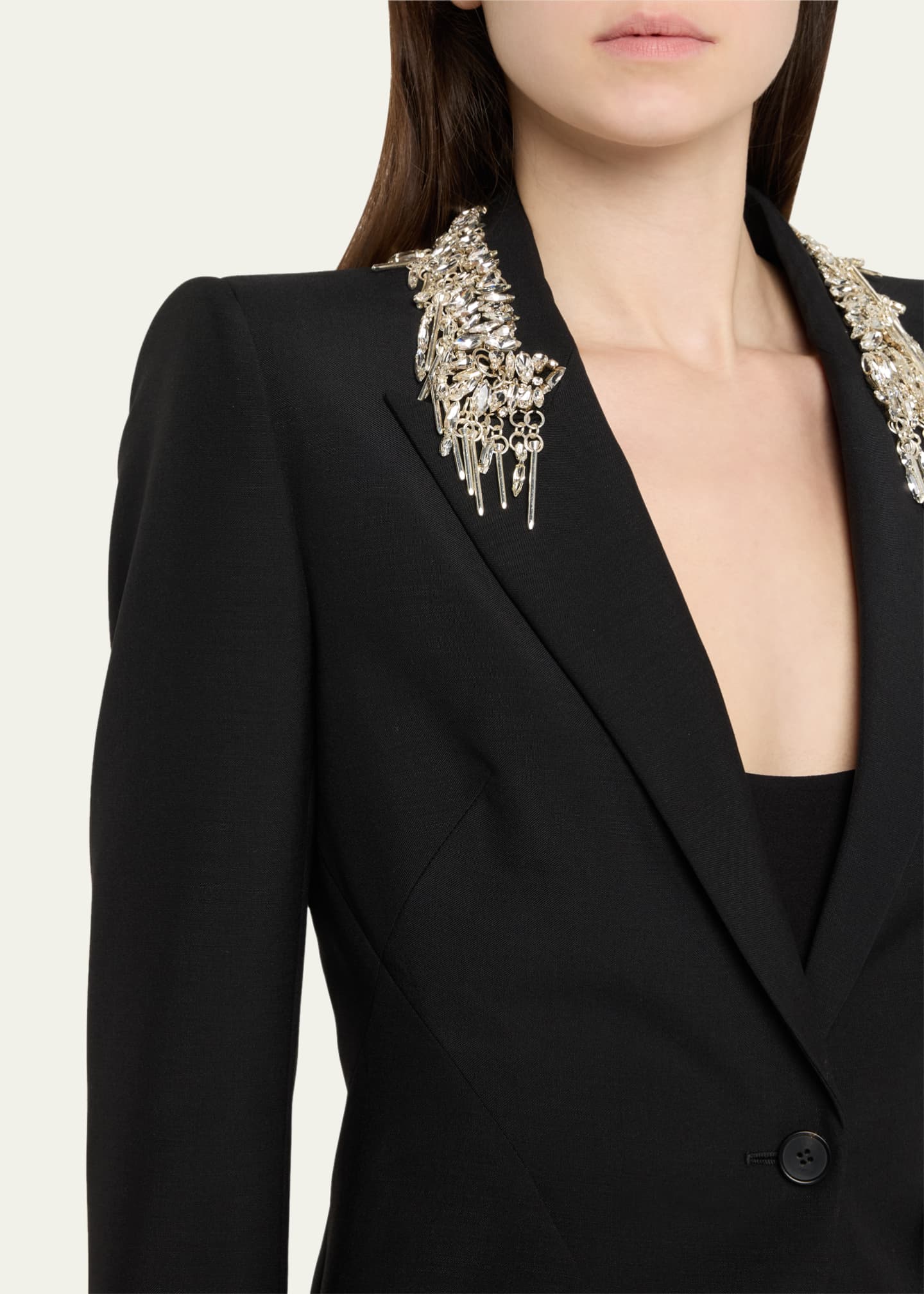 McQueen Embellished Lapel Single-Breasted Blazer Image 5 of 5