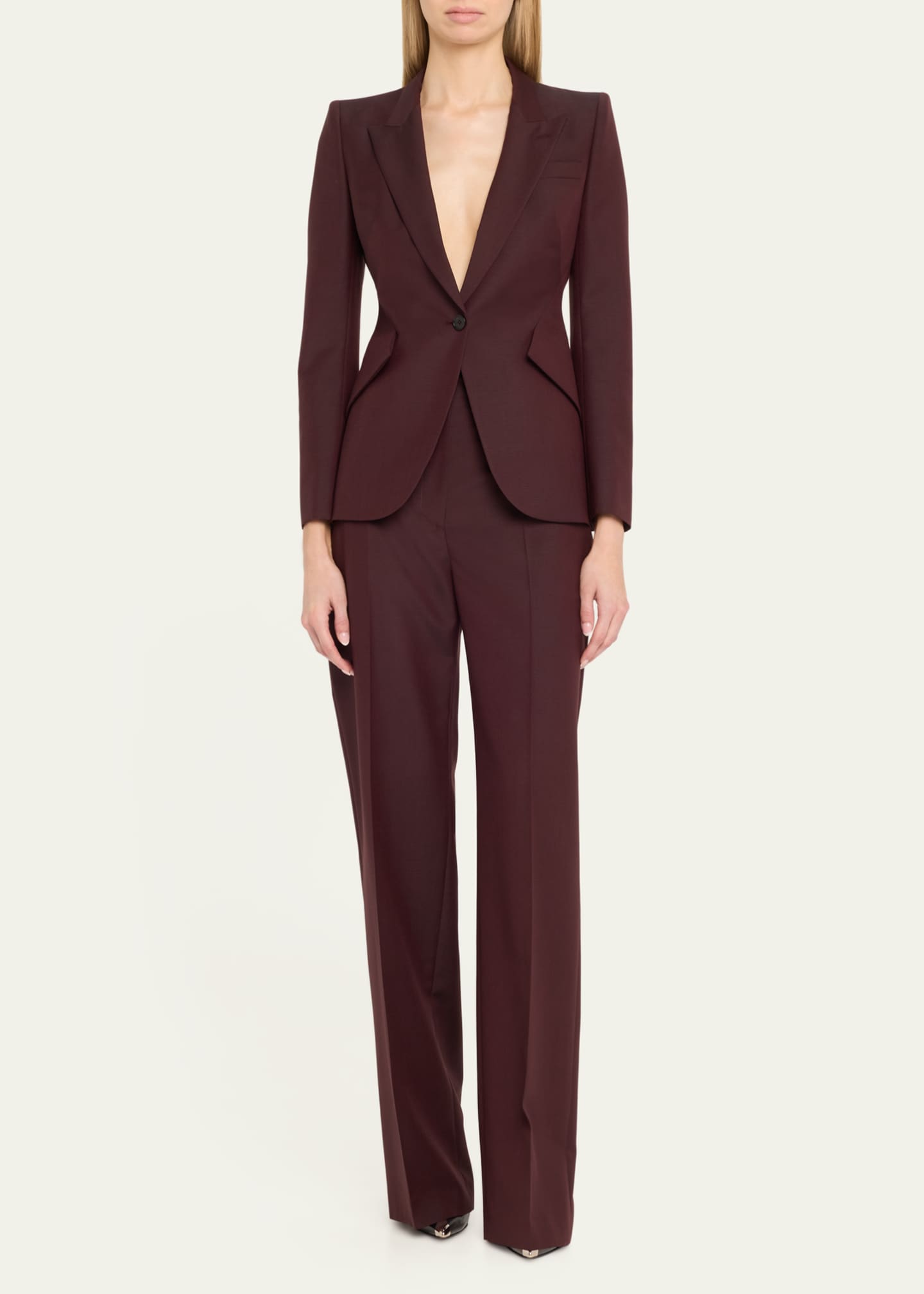 McQueen High-Rise Wide-Leg Wool Trousers Image 2 of 5