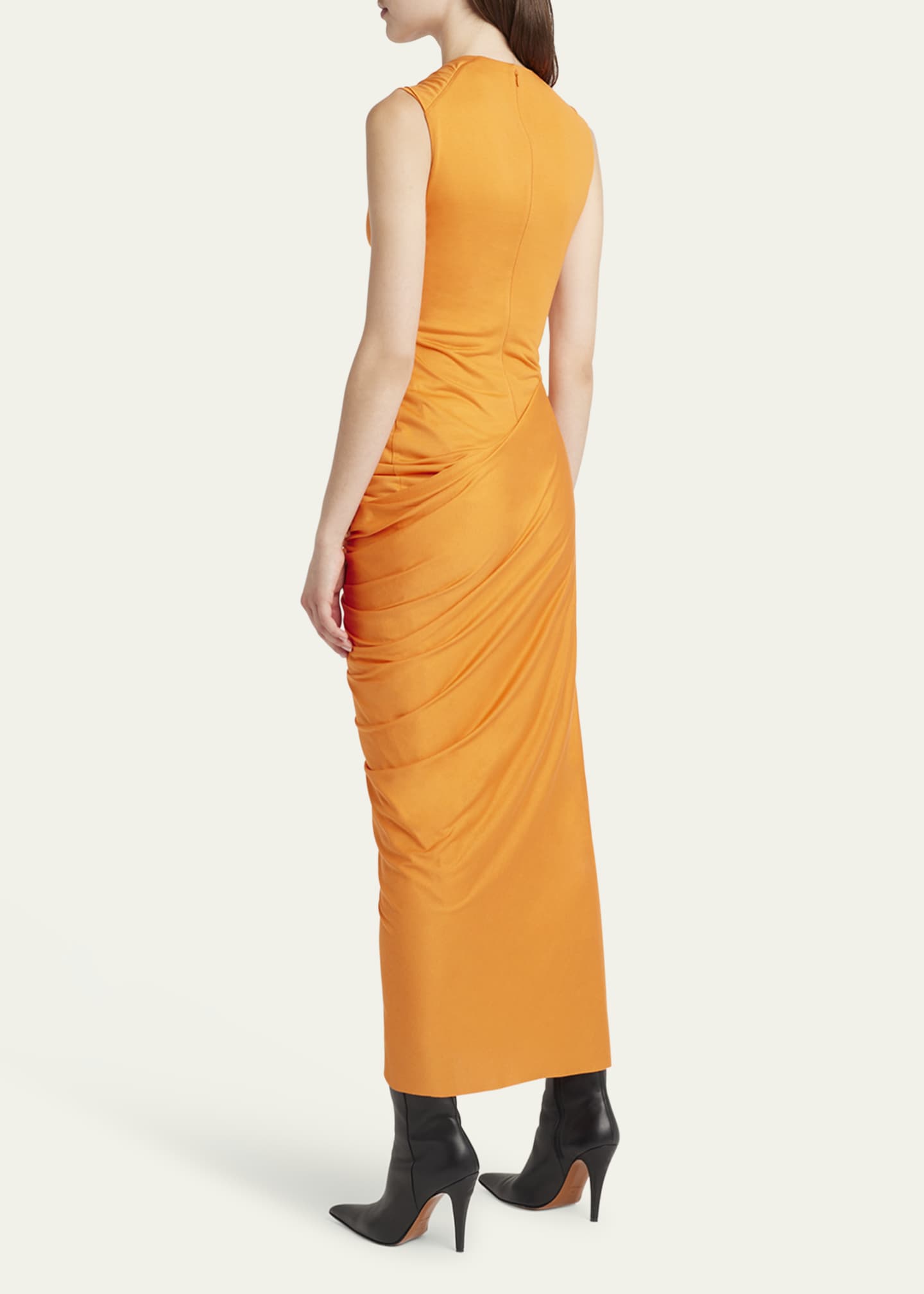 McQueen Sleeveless Draped Silk Jersey Midi Dress Image 3 of 5