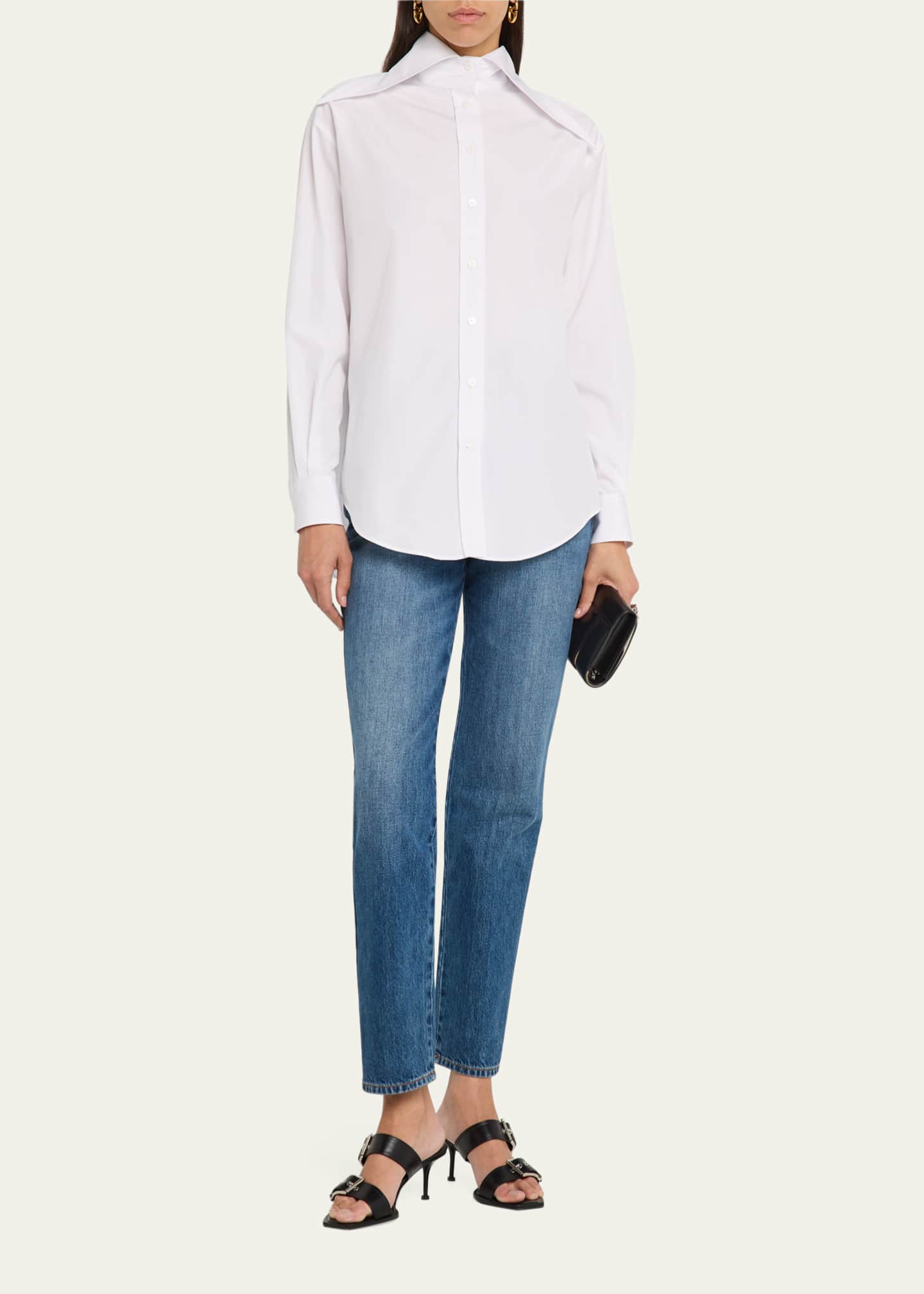 McQueen Exaggerated Collar Button Down Poplin Blouse Image 2 of 5
