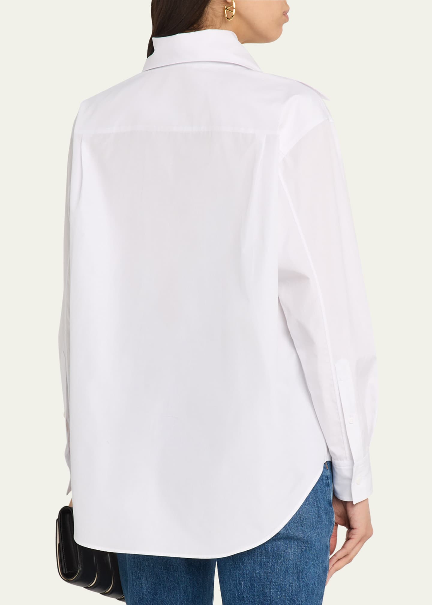 McQueen Exaggerated Collar Button Down Poplin Blouse Image 3 of 5