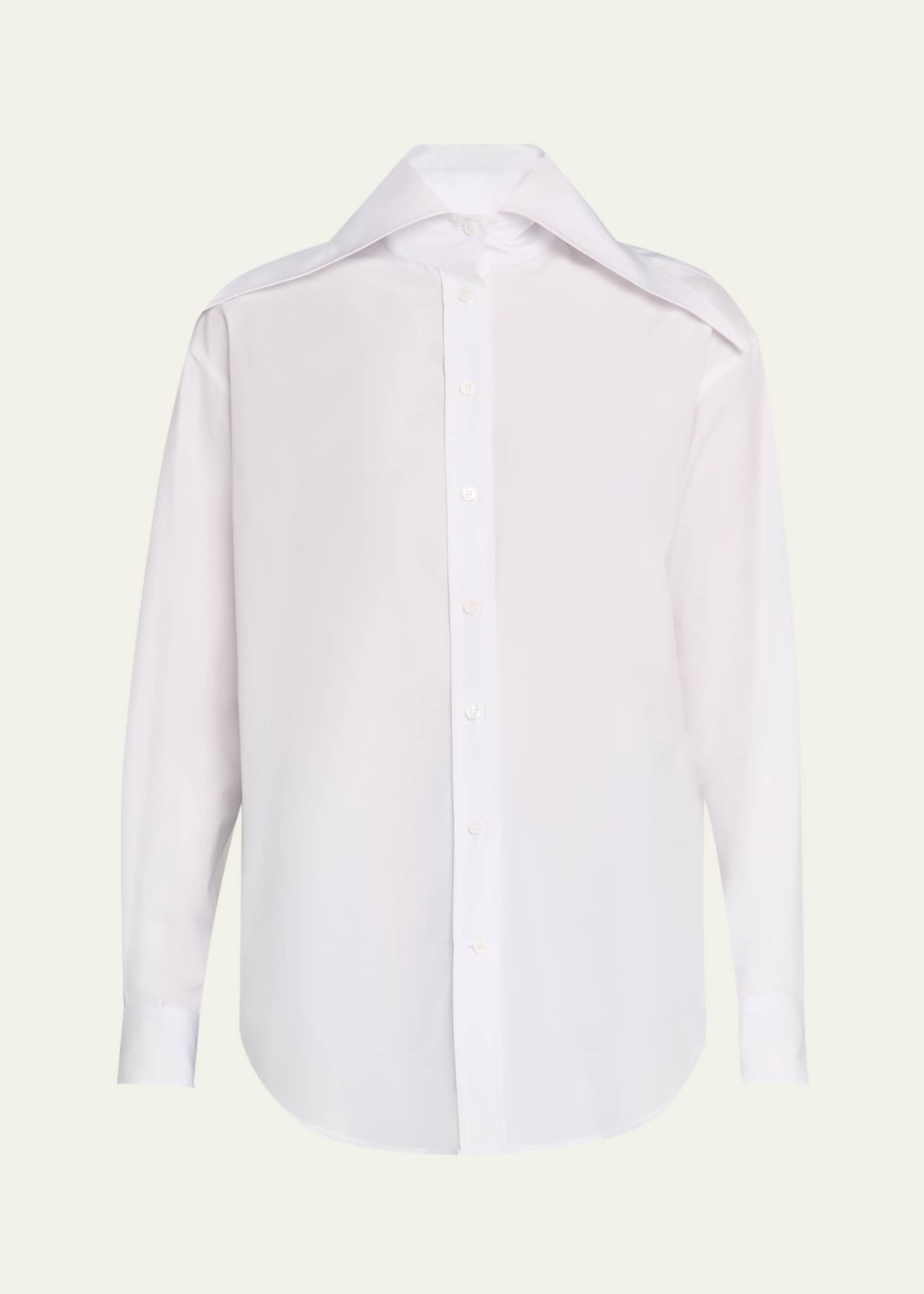McQueen Exaggerated Collar Button Down Poplin Blouse Image 1 of 5