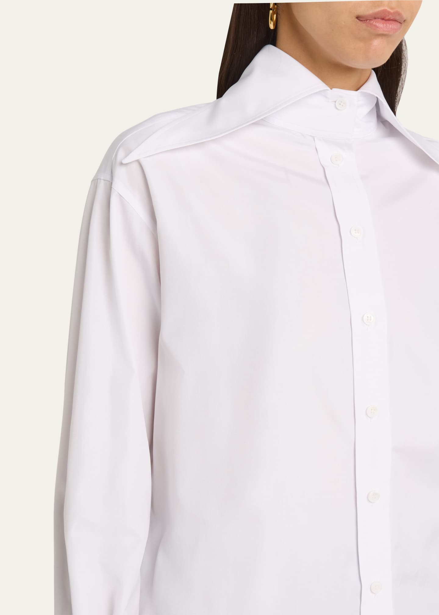 McQueen Exaggerated Collar Button Down Poplin Blouse Image 5 of 5
