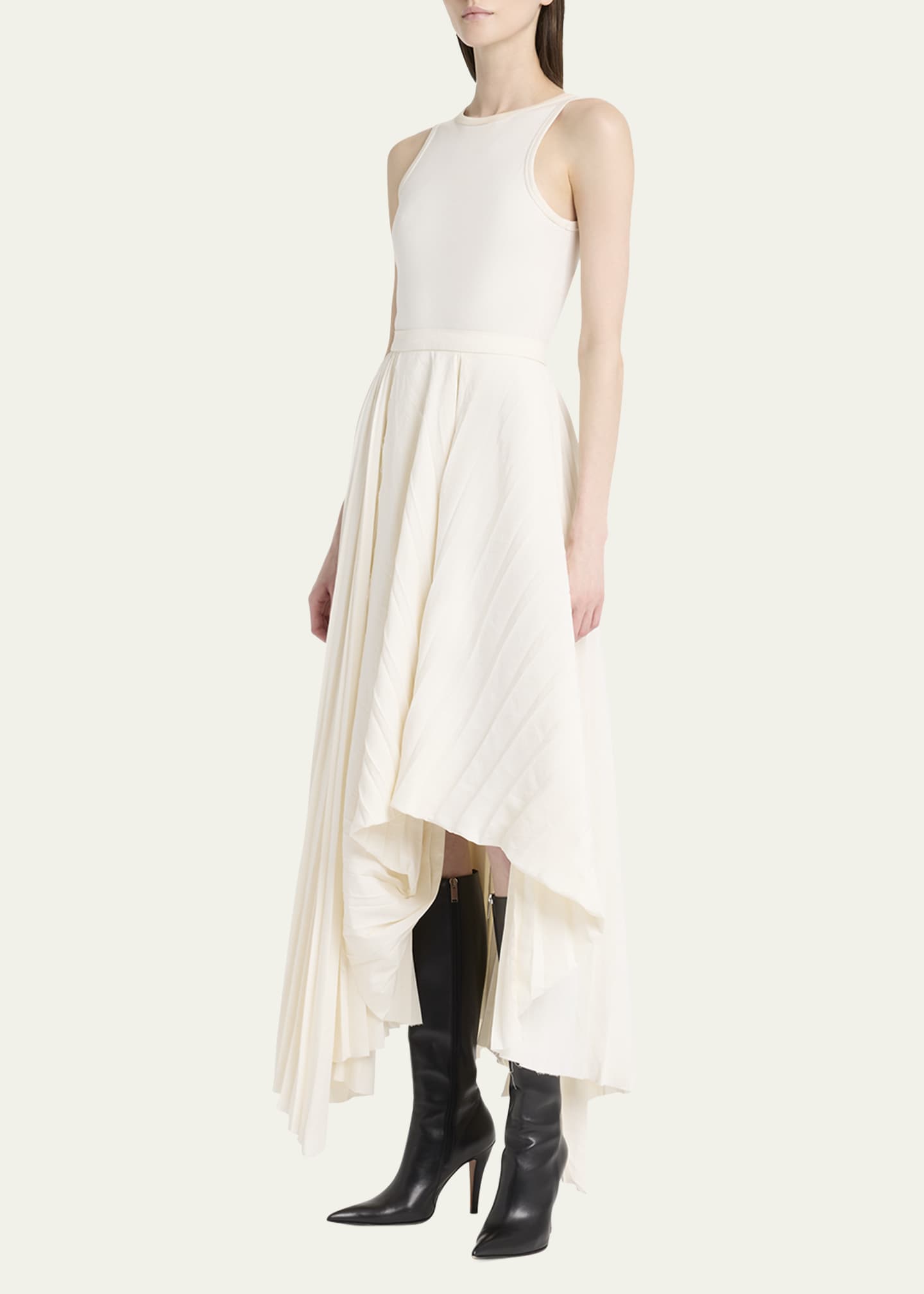 McQueen Sleeveless Pleated Skirt Maxi Dress Image 4 of 5