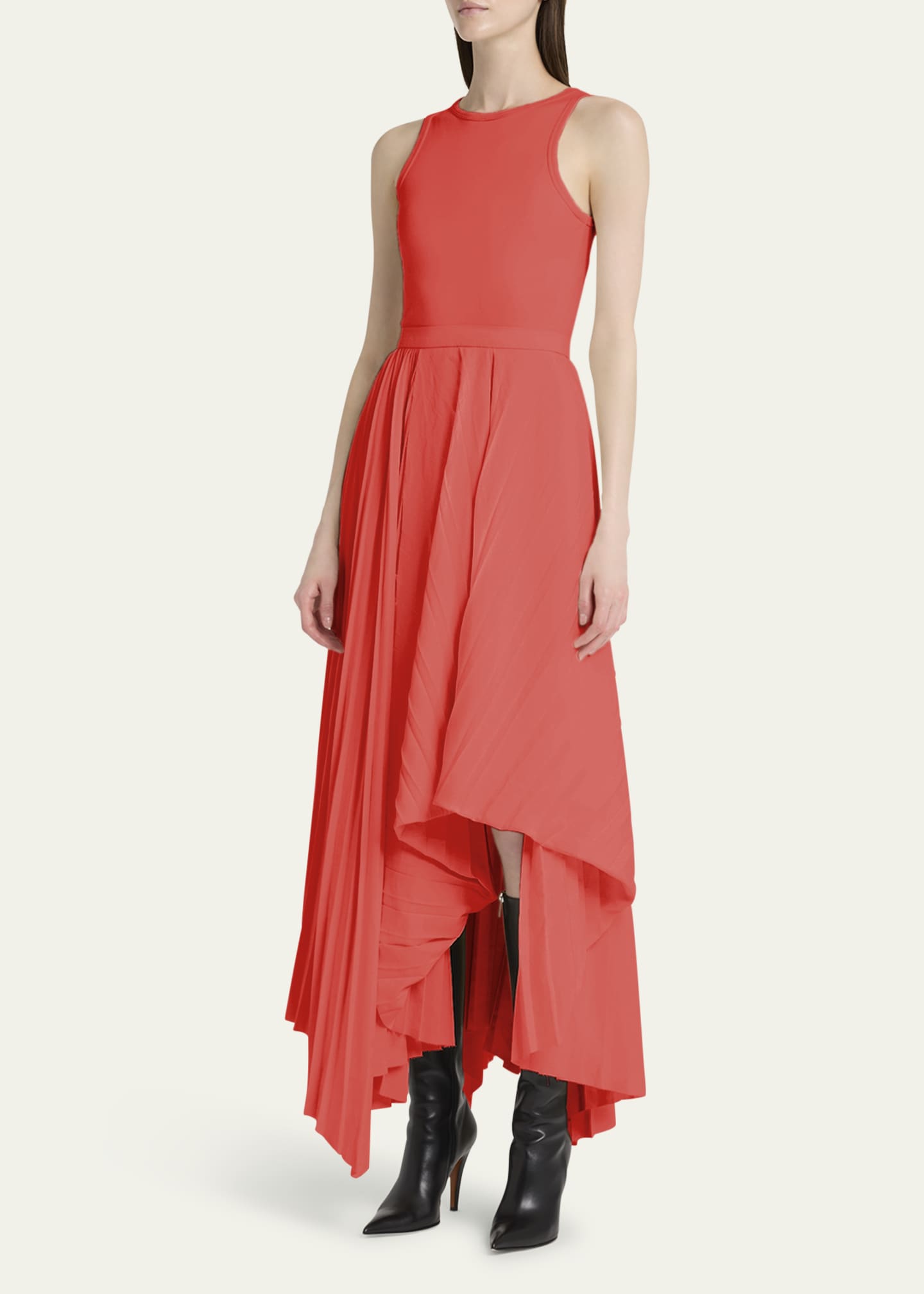 McQueen Sleeveless Pleated Skirt Maxi Dress Image 4 of 5