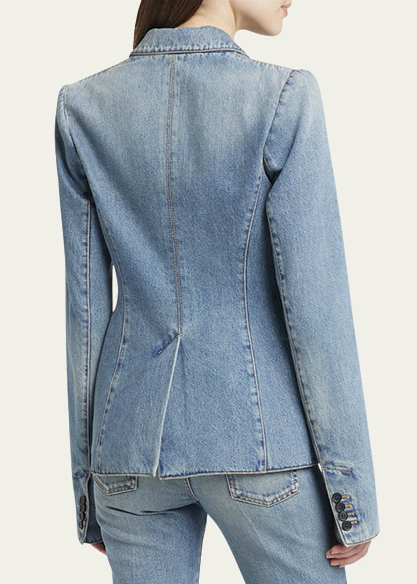 McQueen Light-Wash Denim Single-Breasted Blazer Image 3 of 5