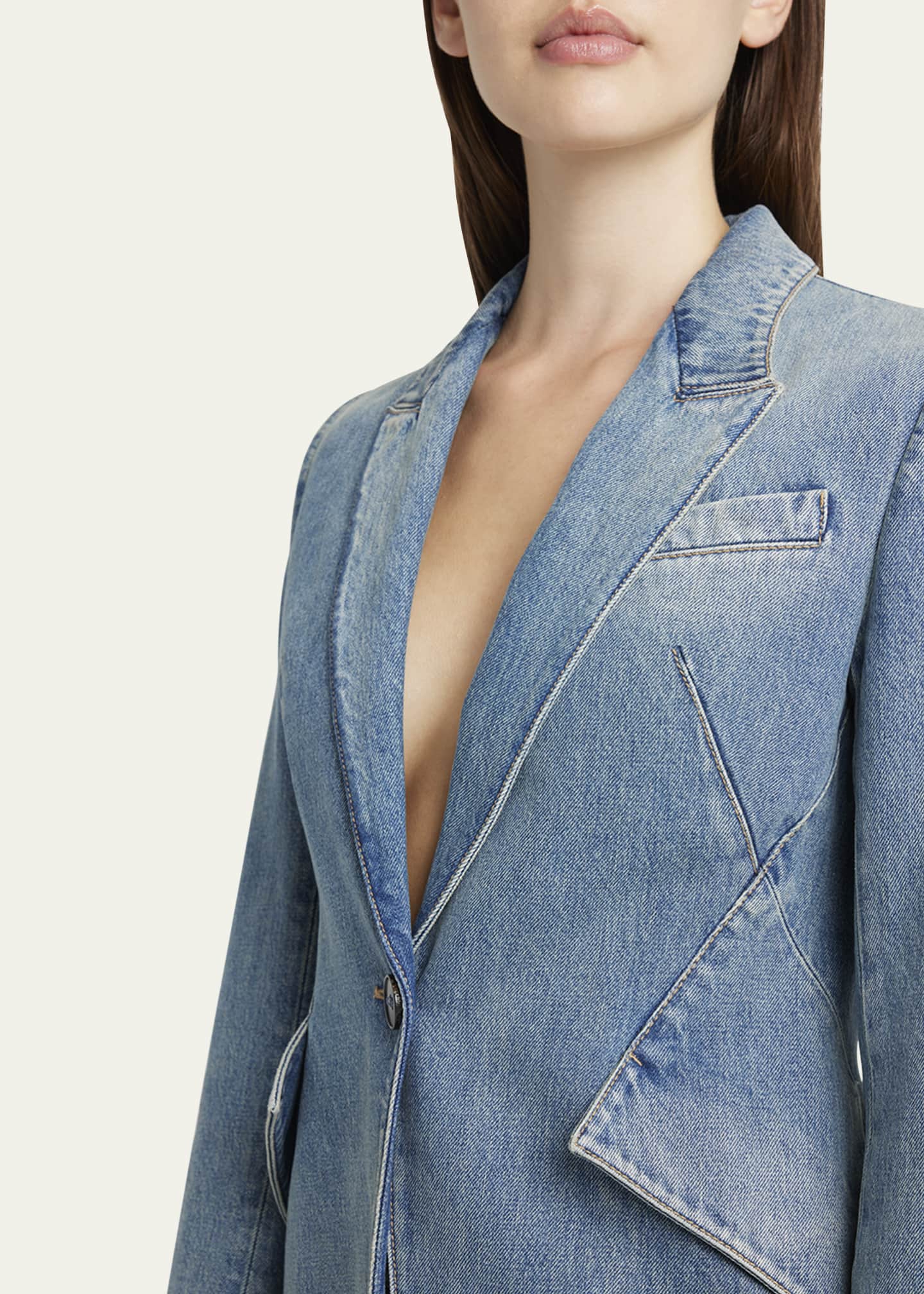 McQueen Light-Wash Denim Single-Breasted Blazer Image 5 of 5