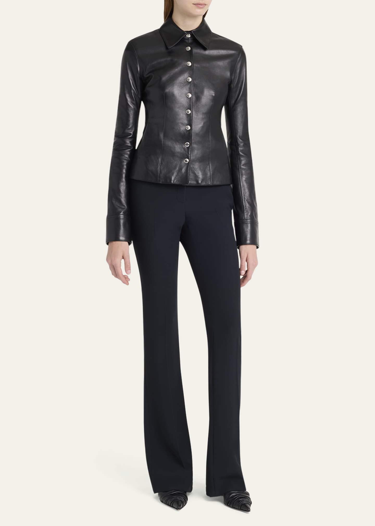 McQueen Leather Button-Down Top Image 2 of 5