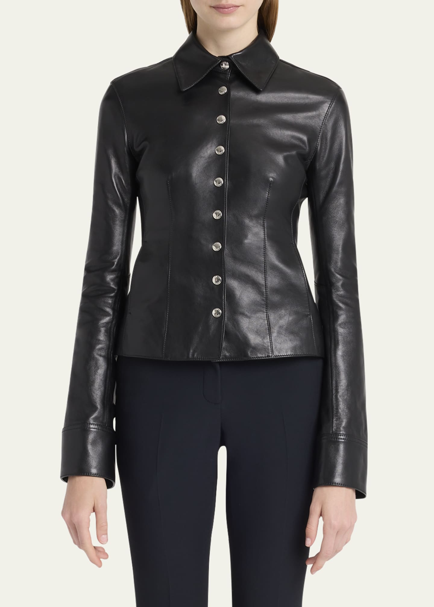 McQueen Leather Button-Down Top Image 4 of 5