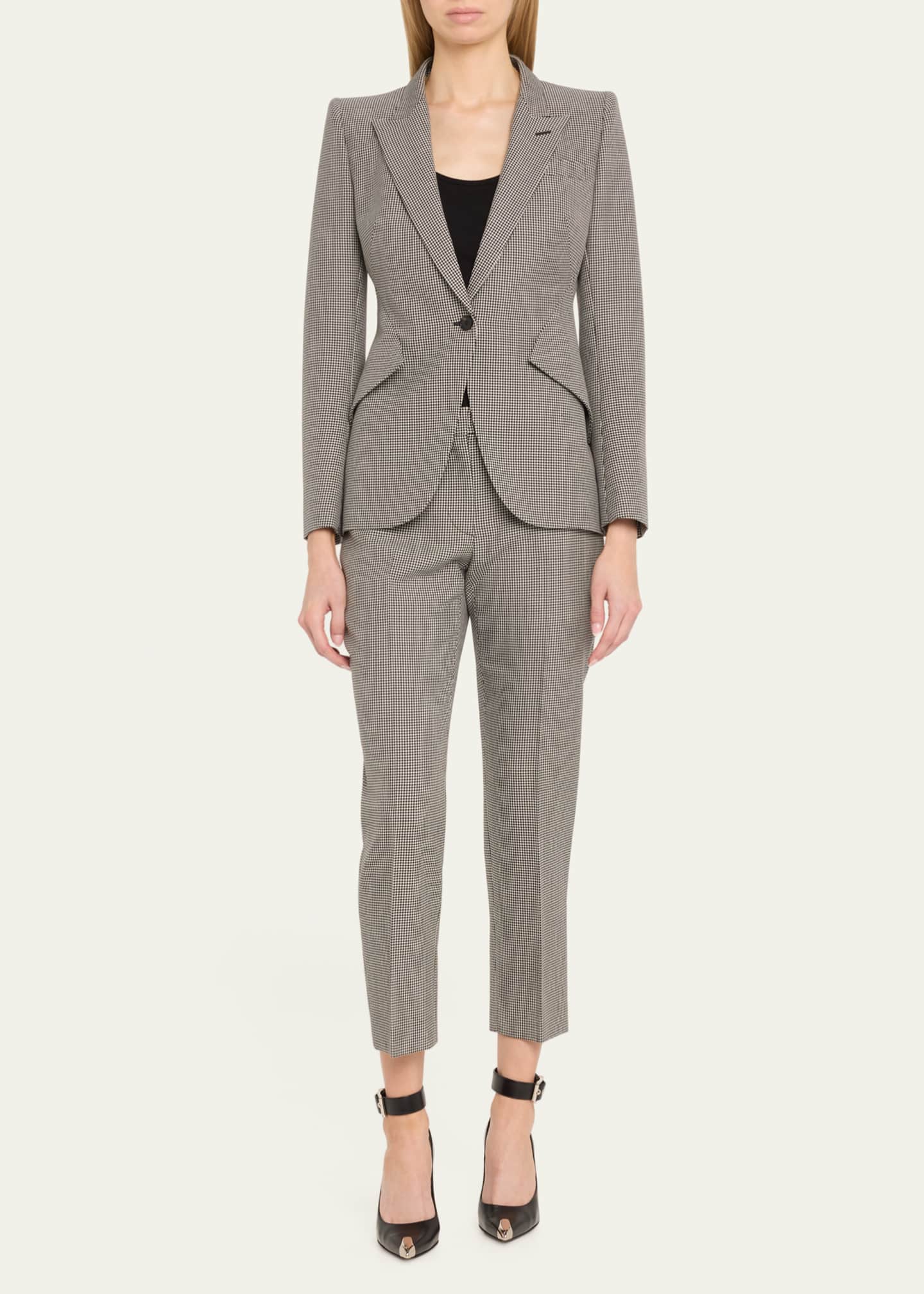 McQueen SIngle-Breasted Houndstooth Blazer Image 2 of 5