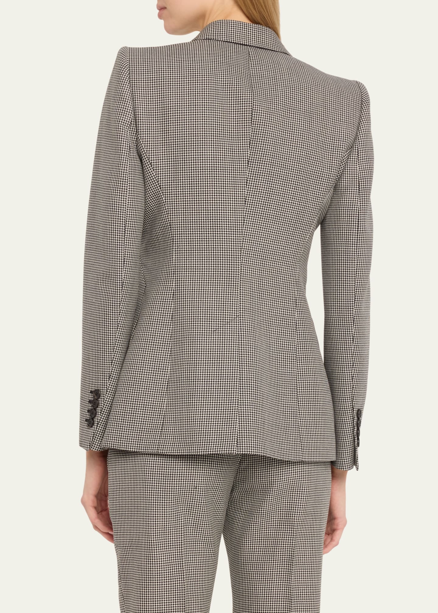 McQueen SIngle-Breasted Houndstooth Blazer Image 3 of 5