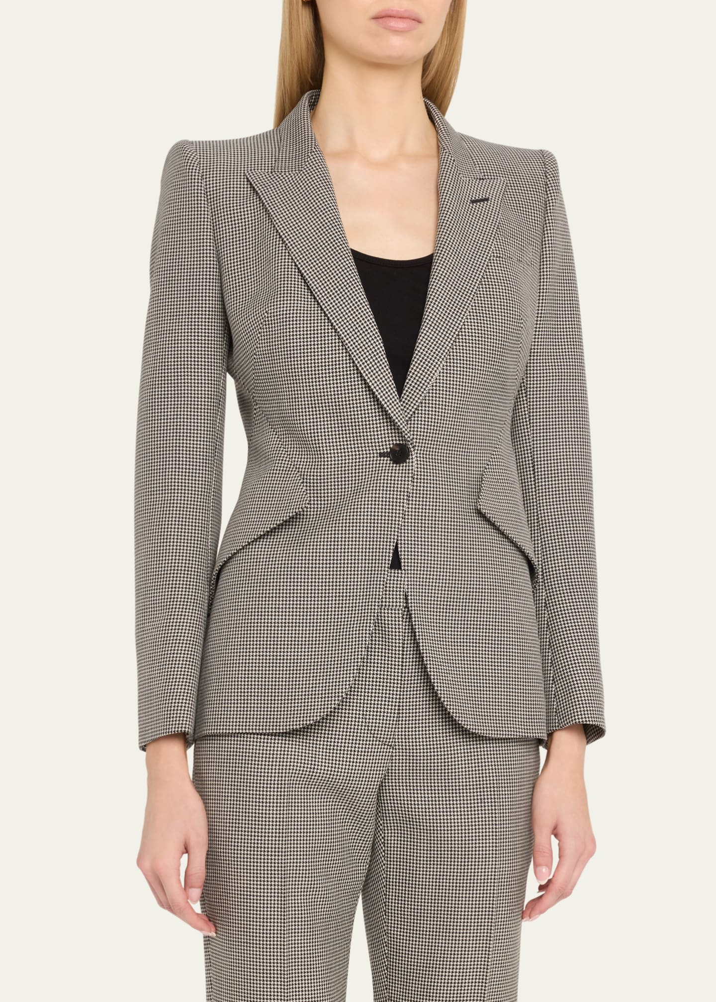 McQueen SIngle-Breasted Houndstooth Blazer Image 4 of 5