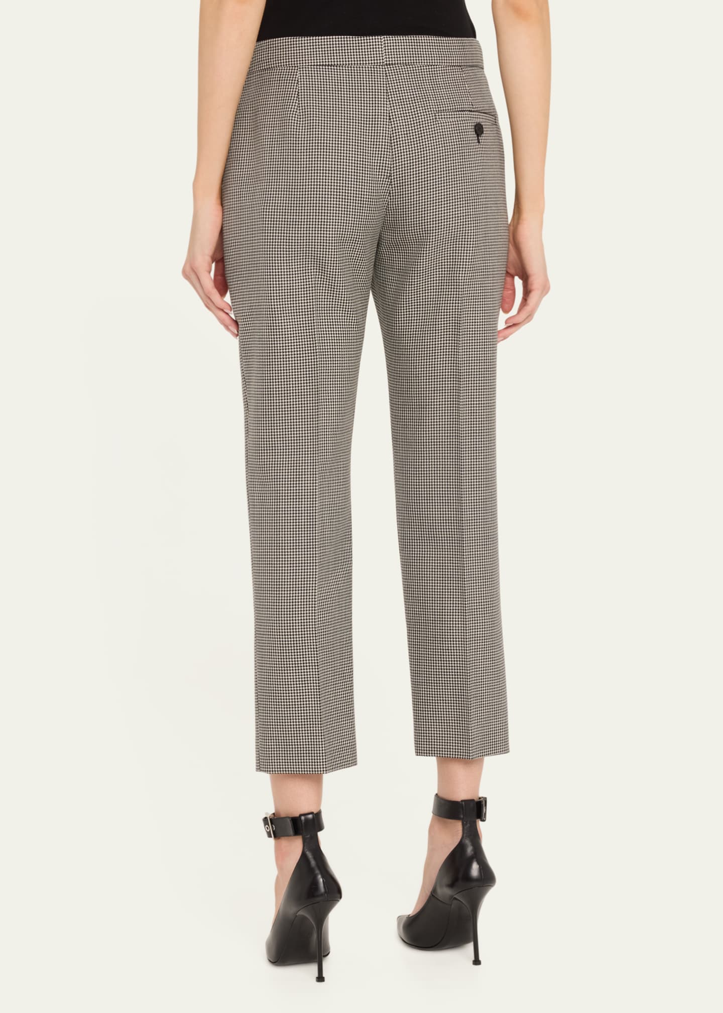 McQueen Mid-Rise Straight-Leg Houndstooth Trousers Image 3 of 5