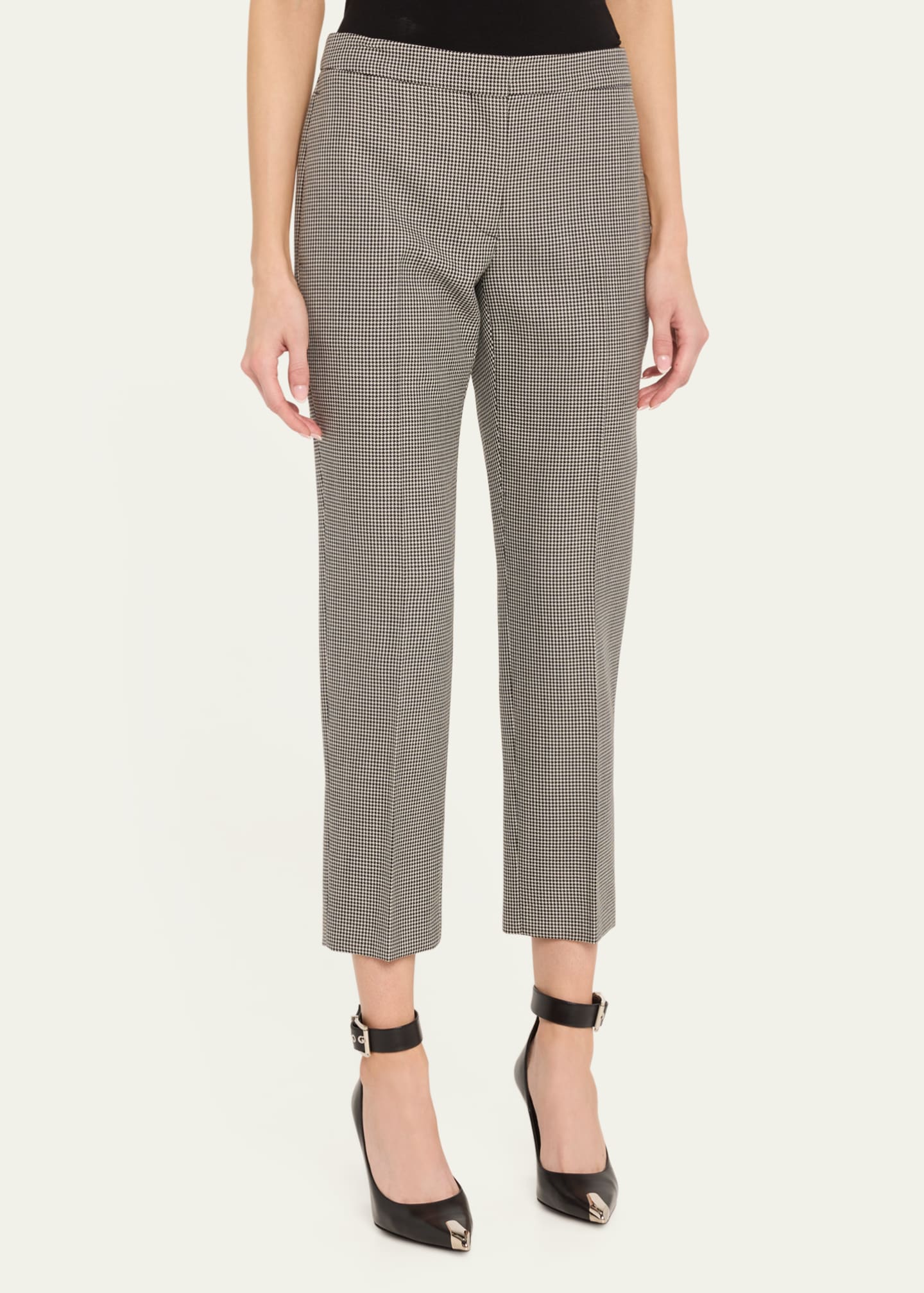 McQueen Mid-Rise Straight-Leg Houndstooth Trousers Image 4 of 5