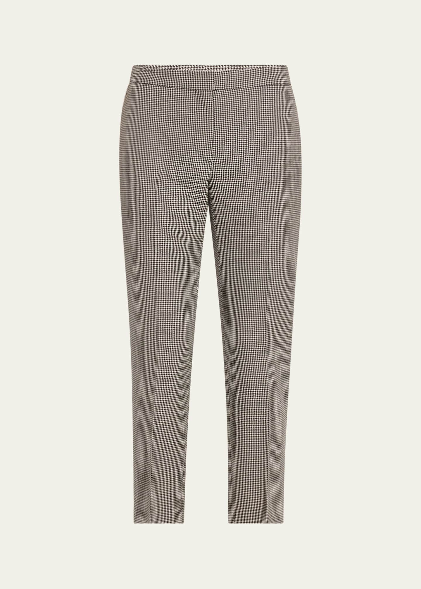McQueen Mid-Rise Straight-Leg Houndstooth Trousers Image 1 of 5
