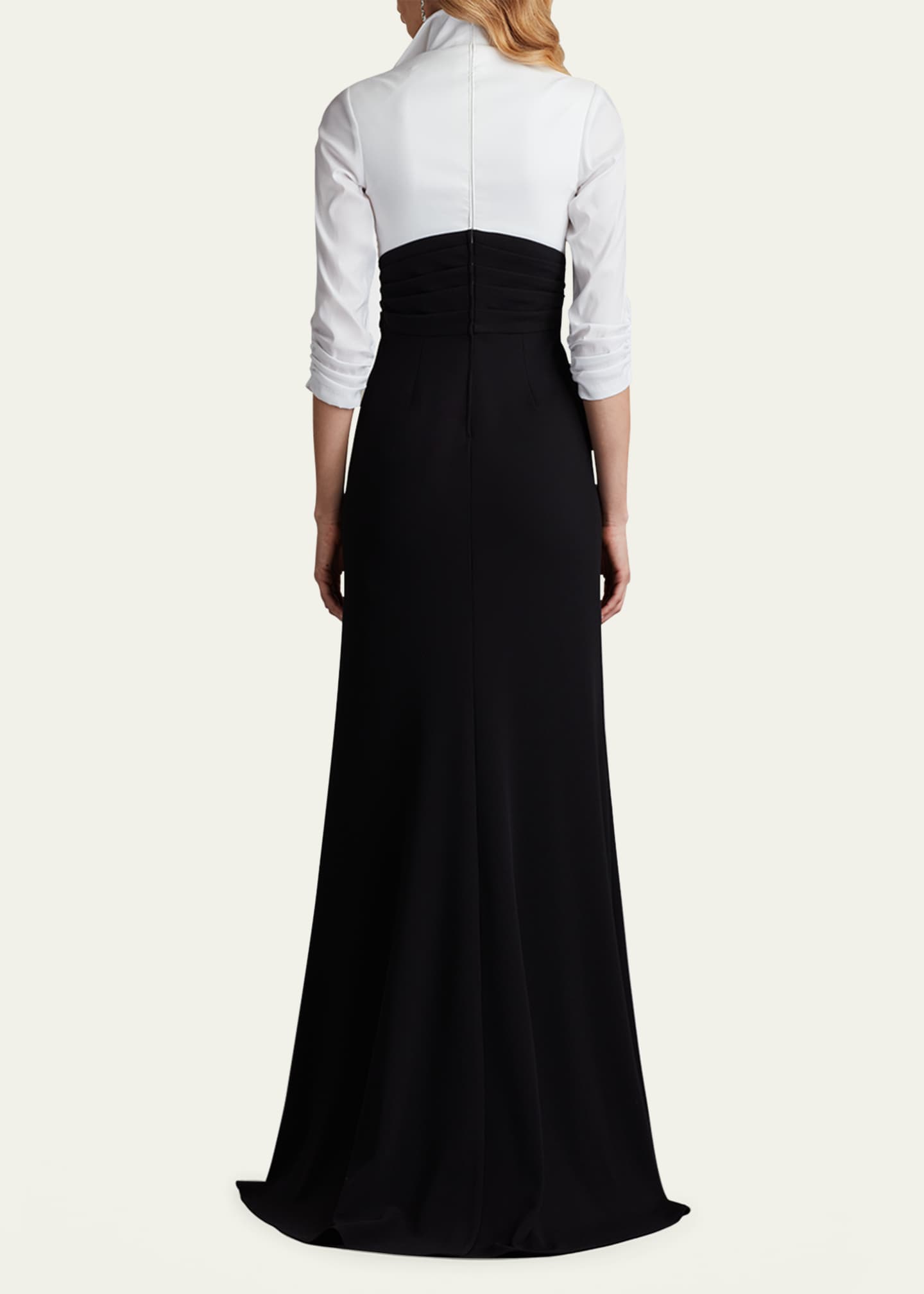 Tadashi Shoji Pleated Taffeta & Crepe Gown Image 3 of 5