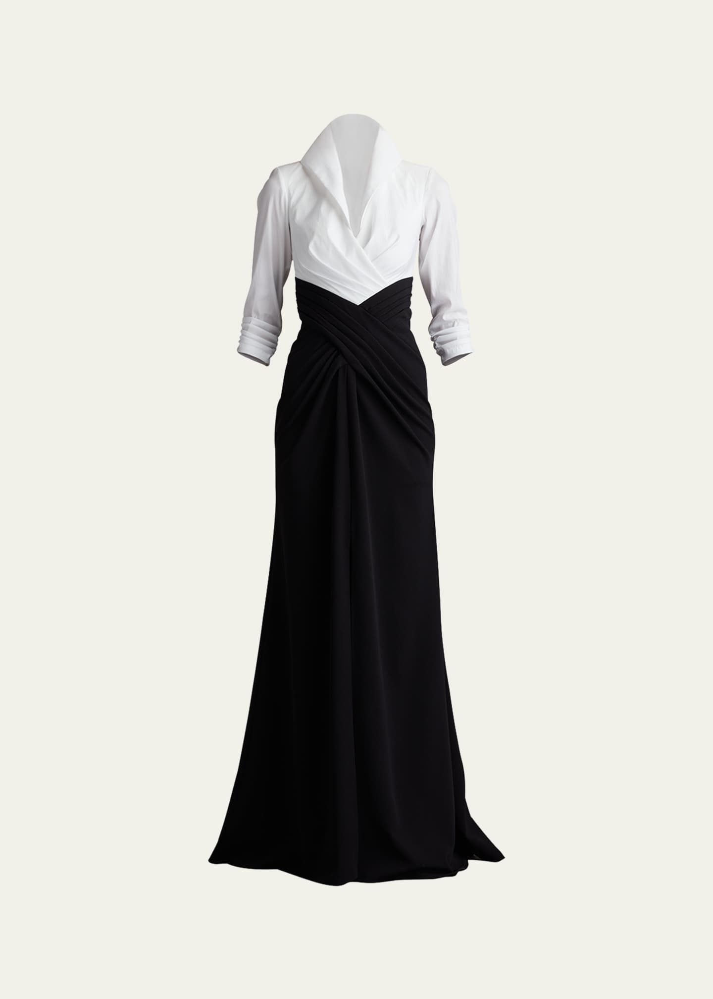 Tadashi Shoji Pleated Taffeta & Crepe Gown Image 1 of 5