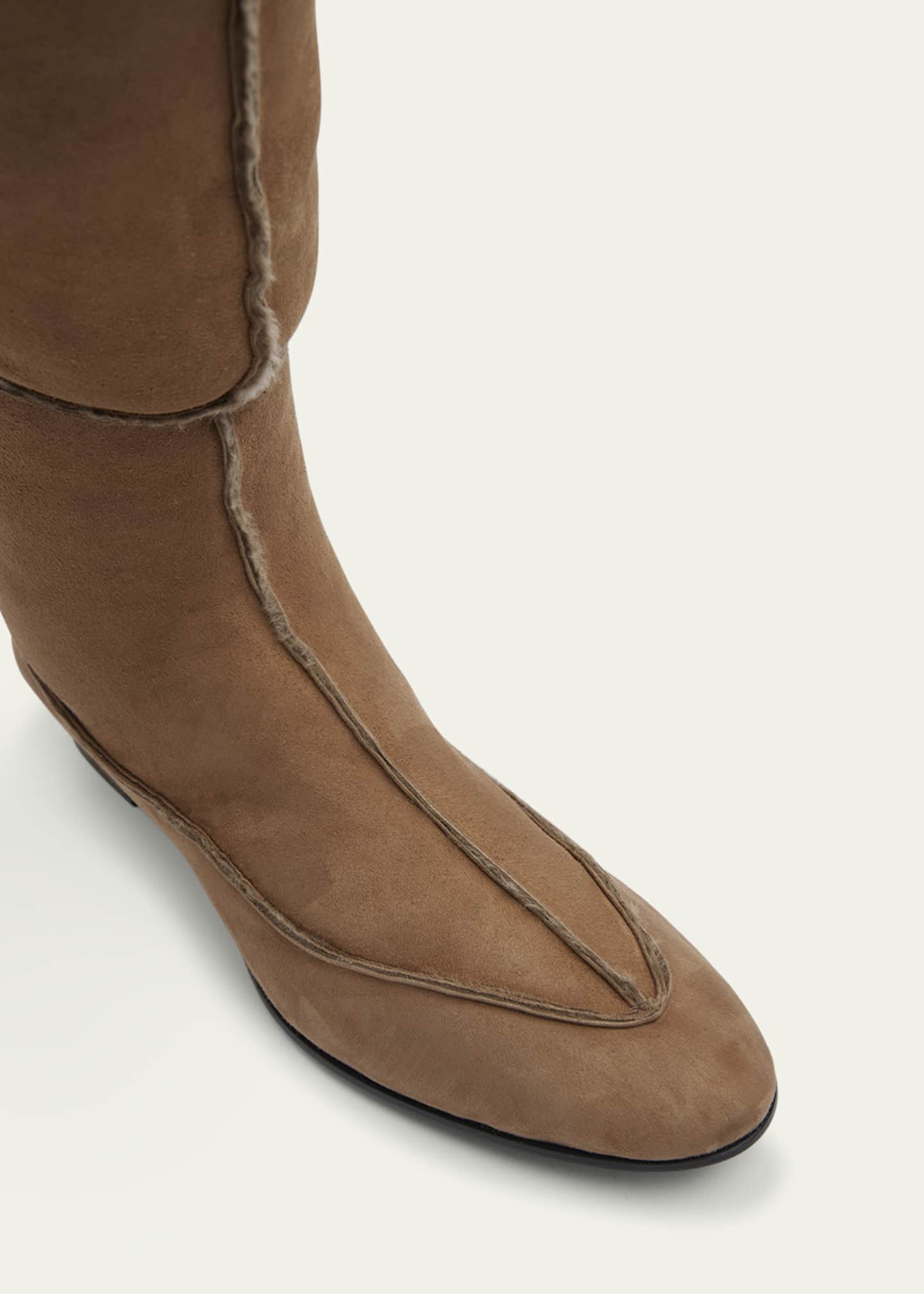The Row Awar Suede Shearling Over The Knee Boots Fwn Fawn Women s 38EU Boots Over The Knee Boots