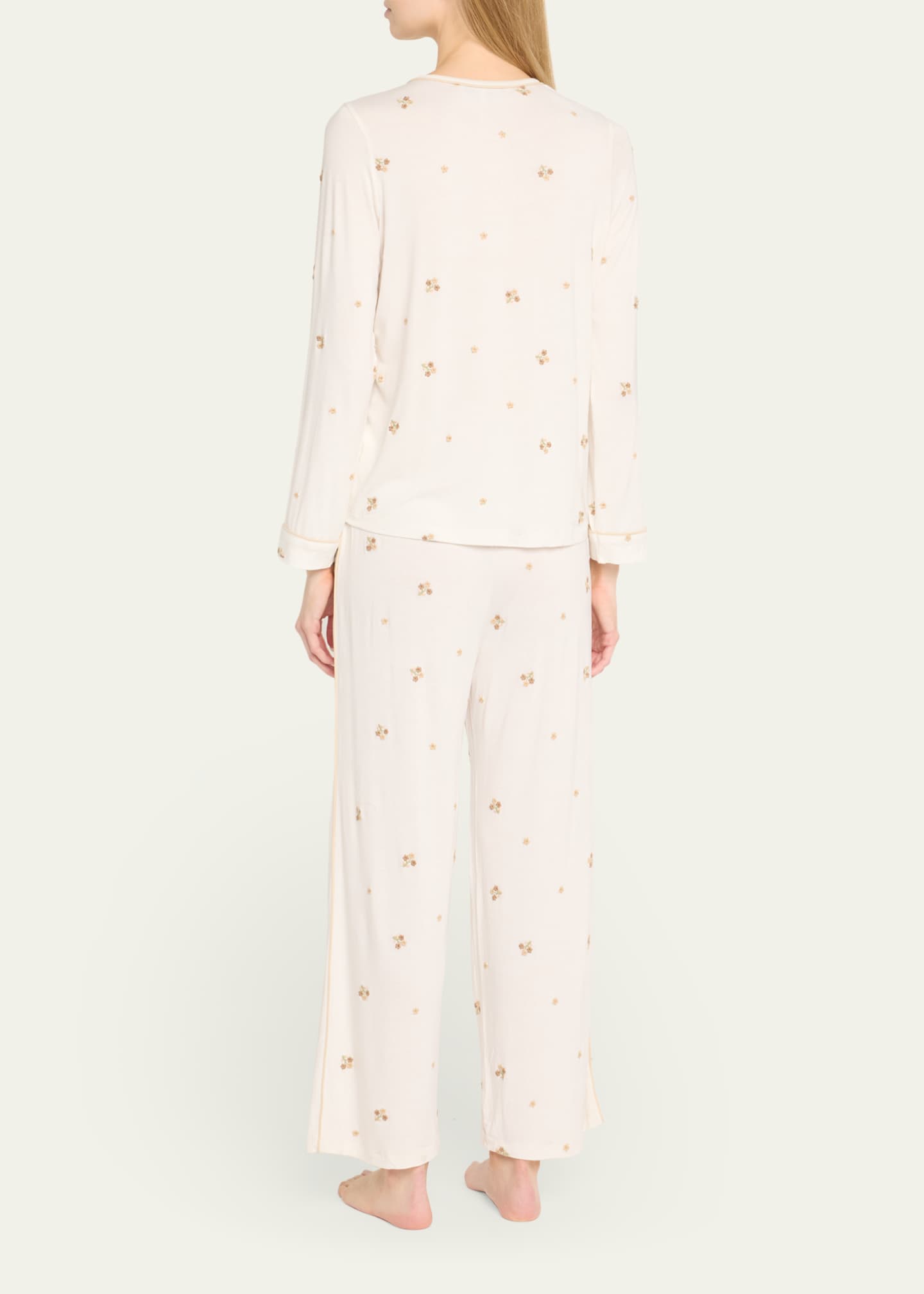 Sea Orla Floral Embroidered Henley Pajama Set Image 3 of 5