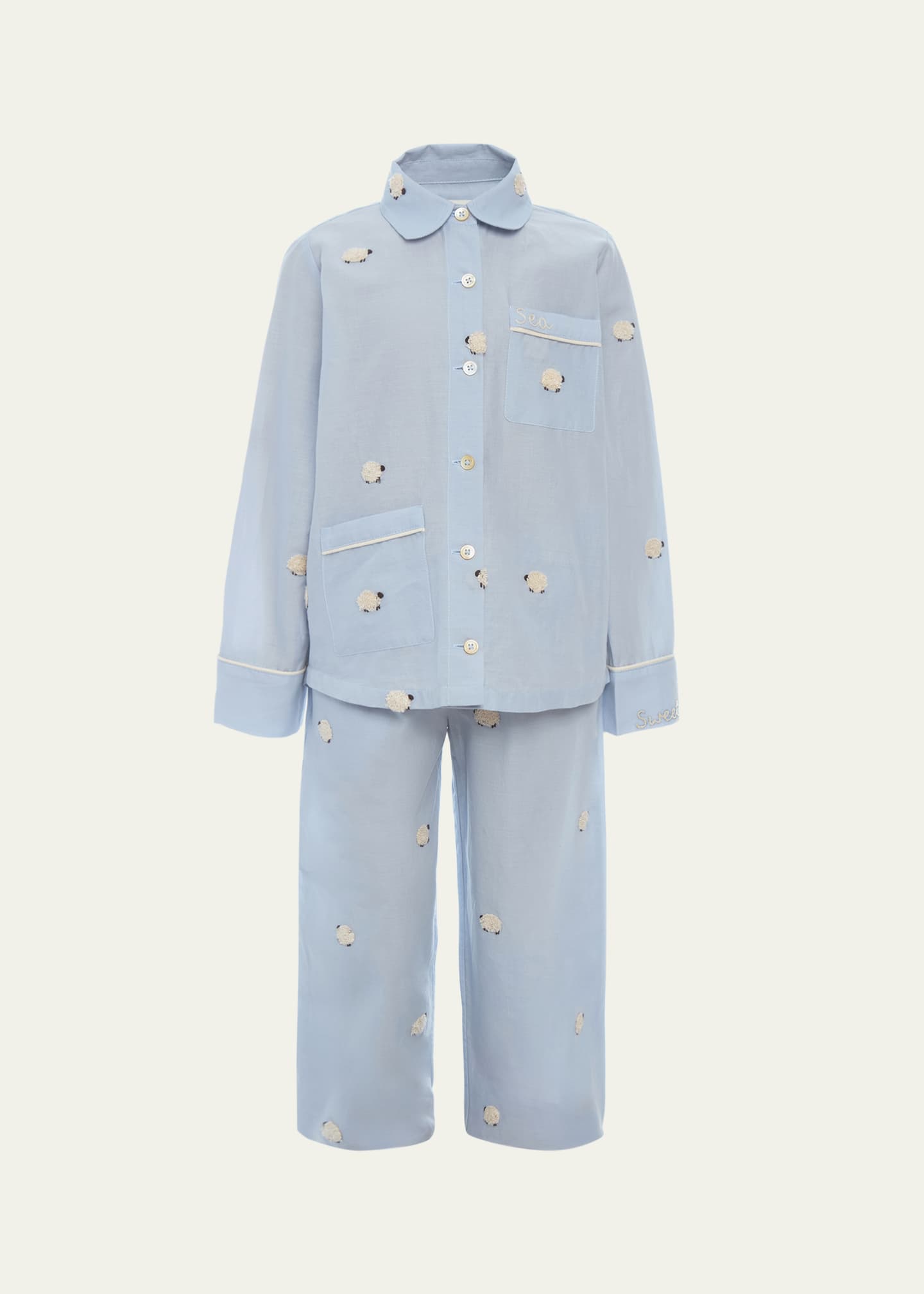 Sea Girl's Sheep Pajama Set, Size 2-14 Image 1 of 2