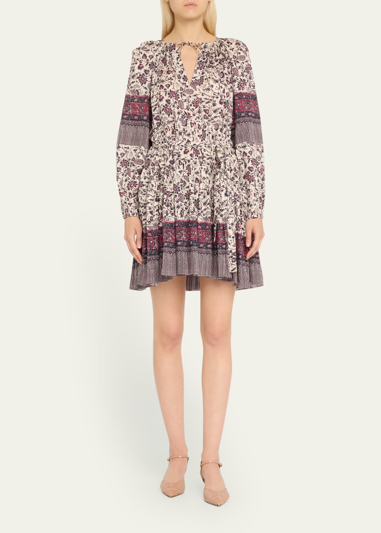 Ulla Johnson Abri Floral Long-Sleeve Mini Dress Image 2 of 5