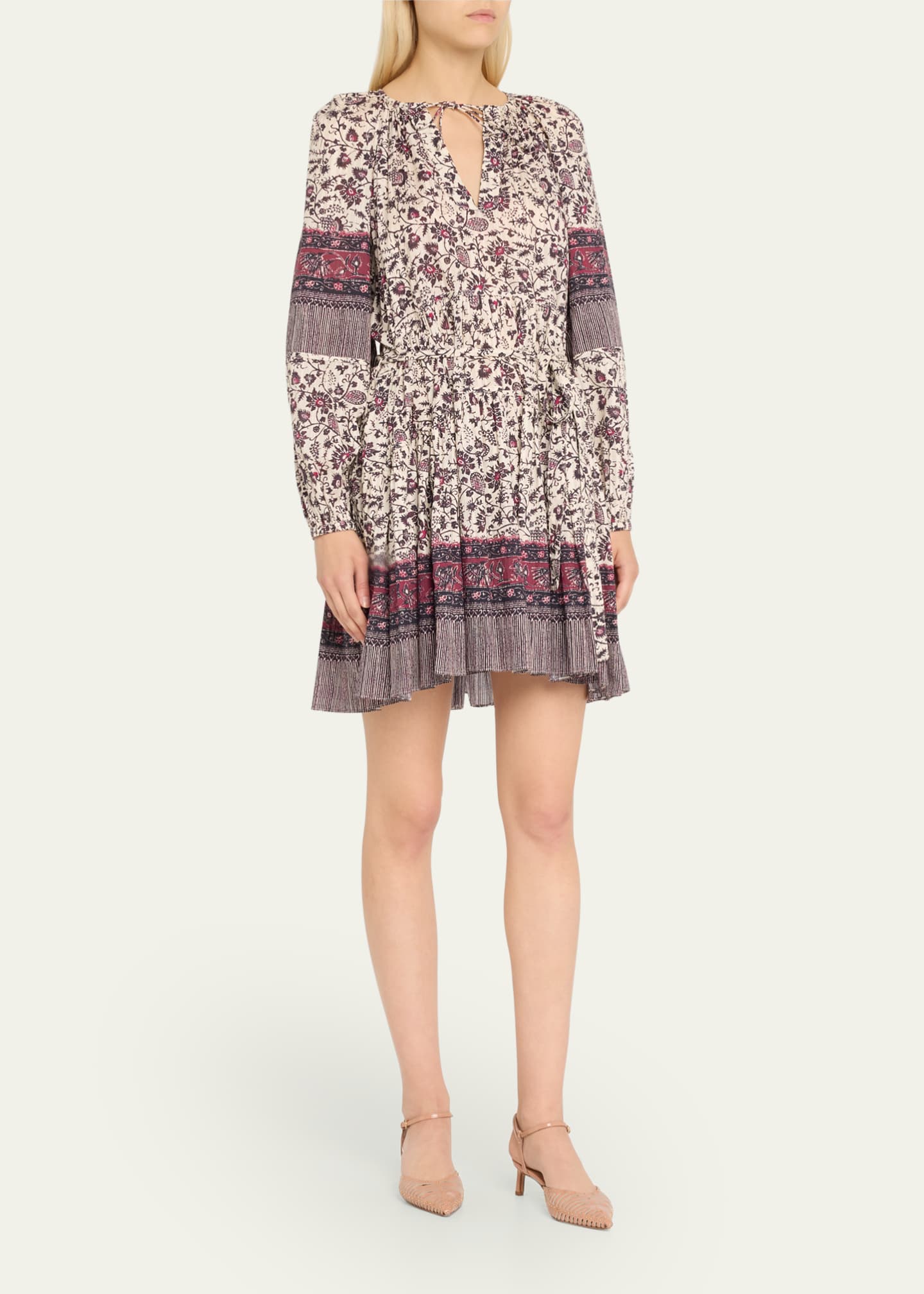 Ulla Johnson Abri Floral Long-Sleeve Mini Dress Image 4 of 5