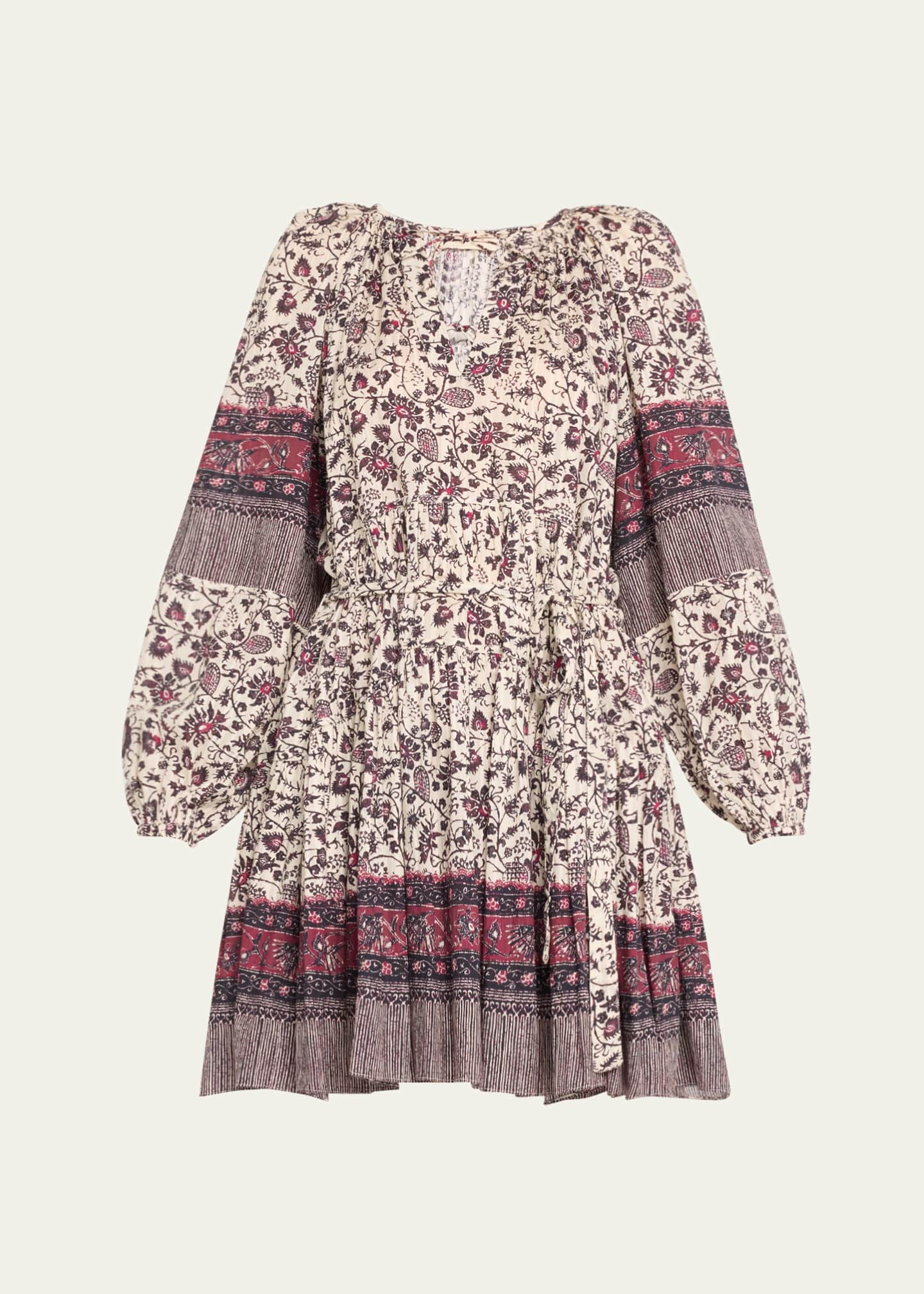 Ulla Johnson Abri Floral Long-Sleeve Mini Dress Image 1 of 5