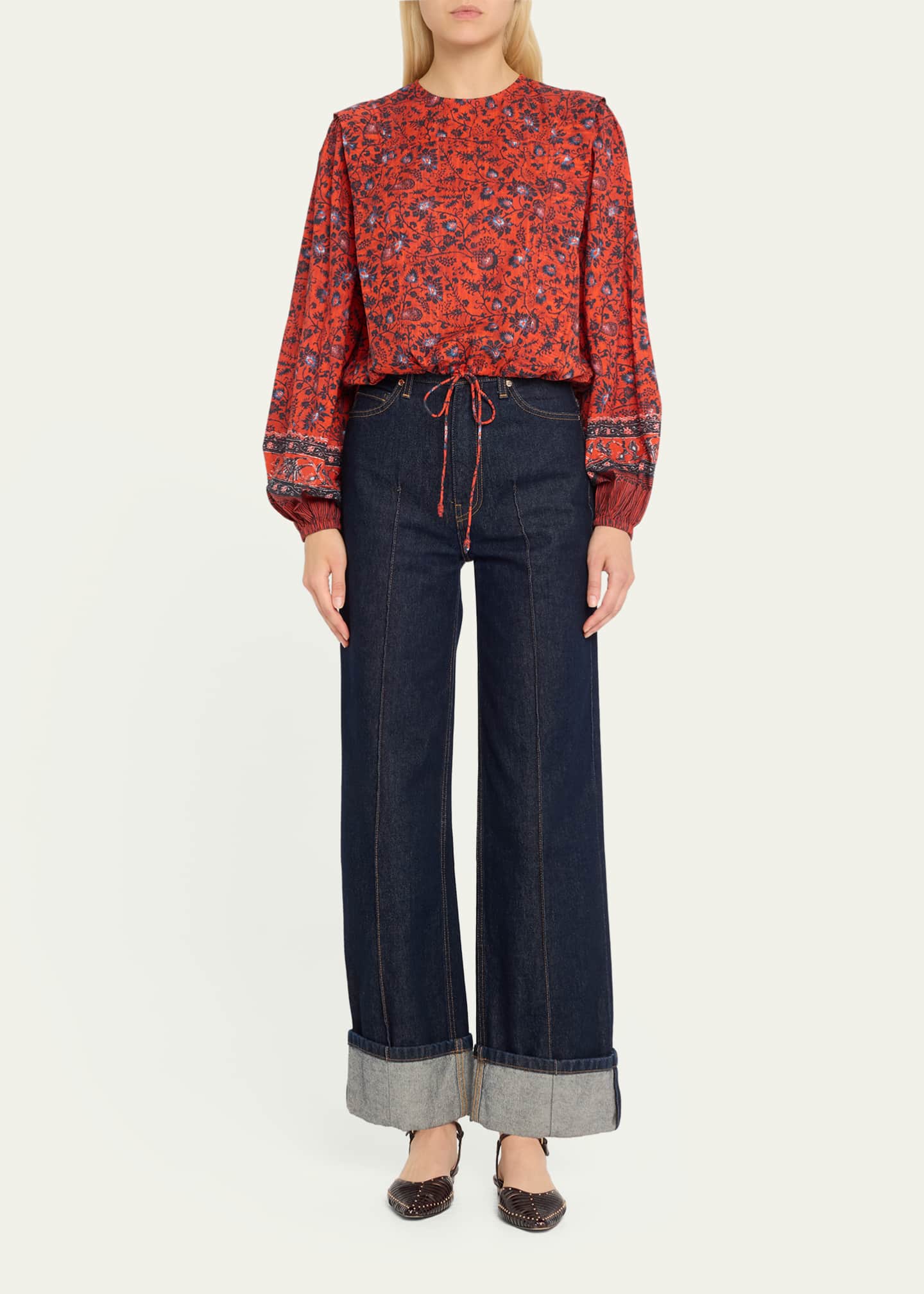 Ulla Johnson Prisha Floral Long-Sleeve Blouse Image 2 of 5