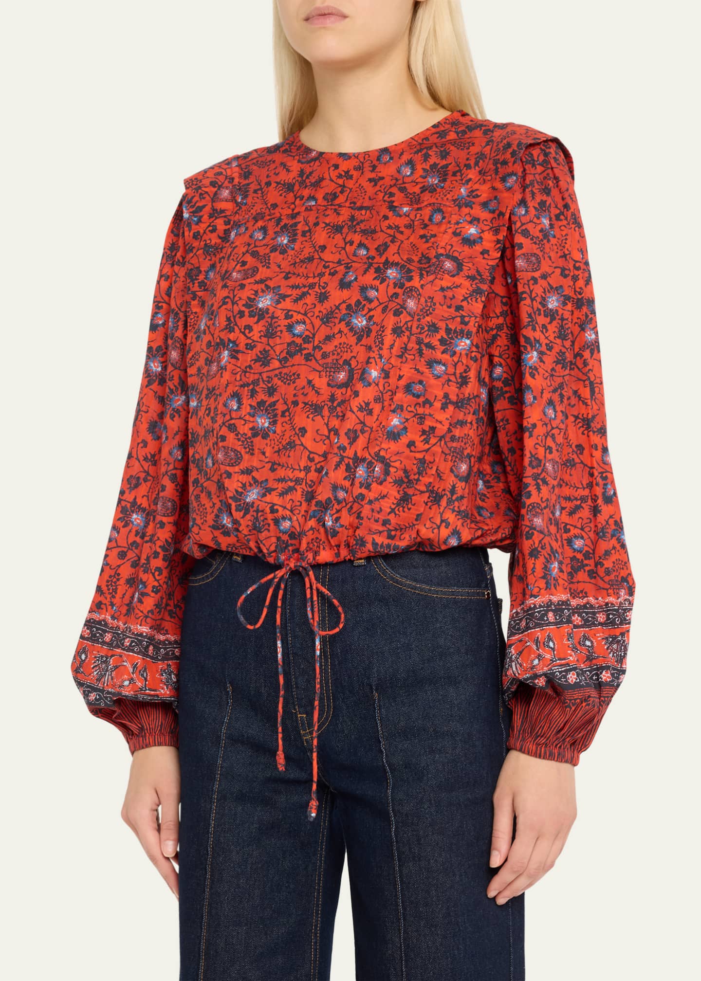 Ulla Johnson Prisha Floral Long-Sleeve Blouse Image 4 of 5