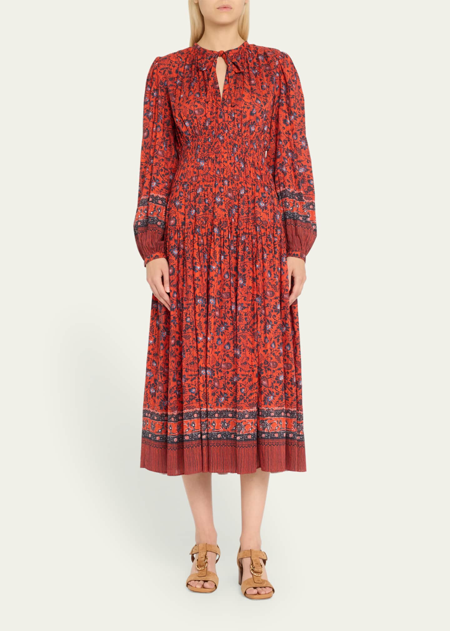 Ulla Johnson Mona Floral Long-Sleeve Midi Dress Image 2 of 5