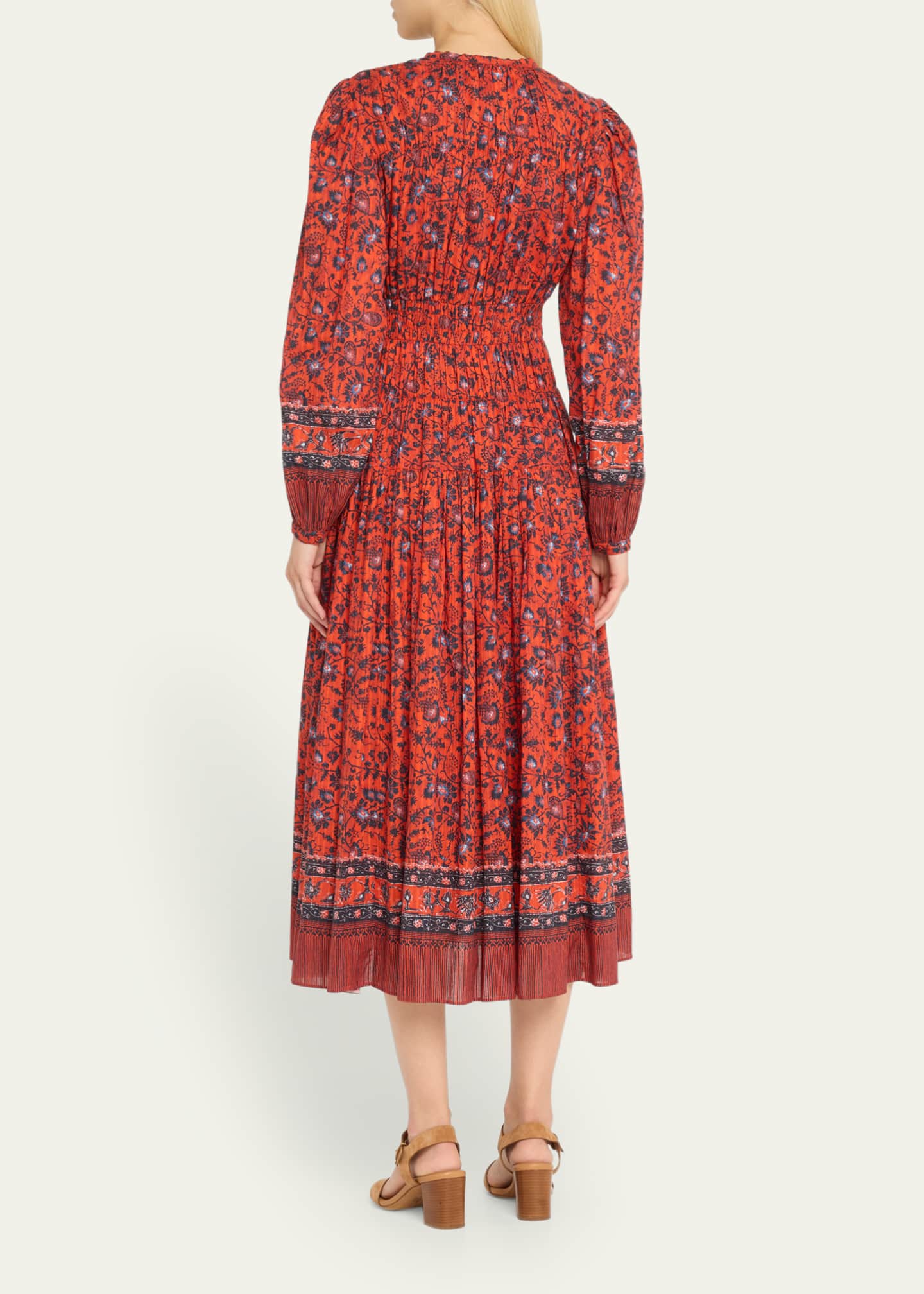 Ulla Johnson Mona Floral Long-Sleeve Midi Dress Image 3 of 5