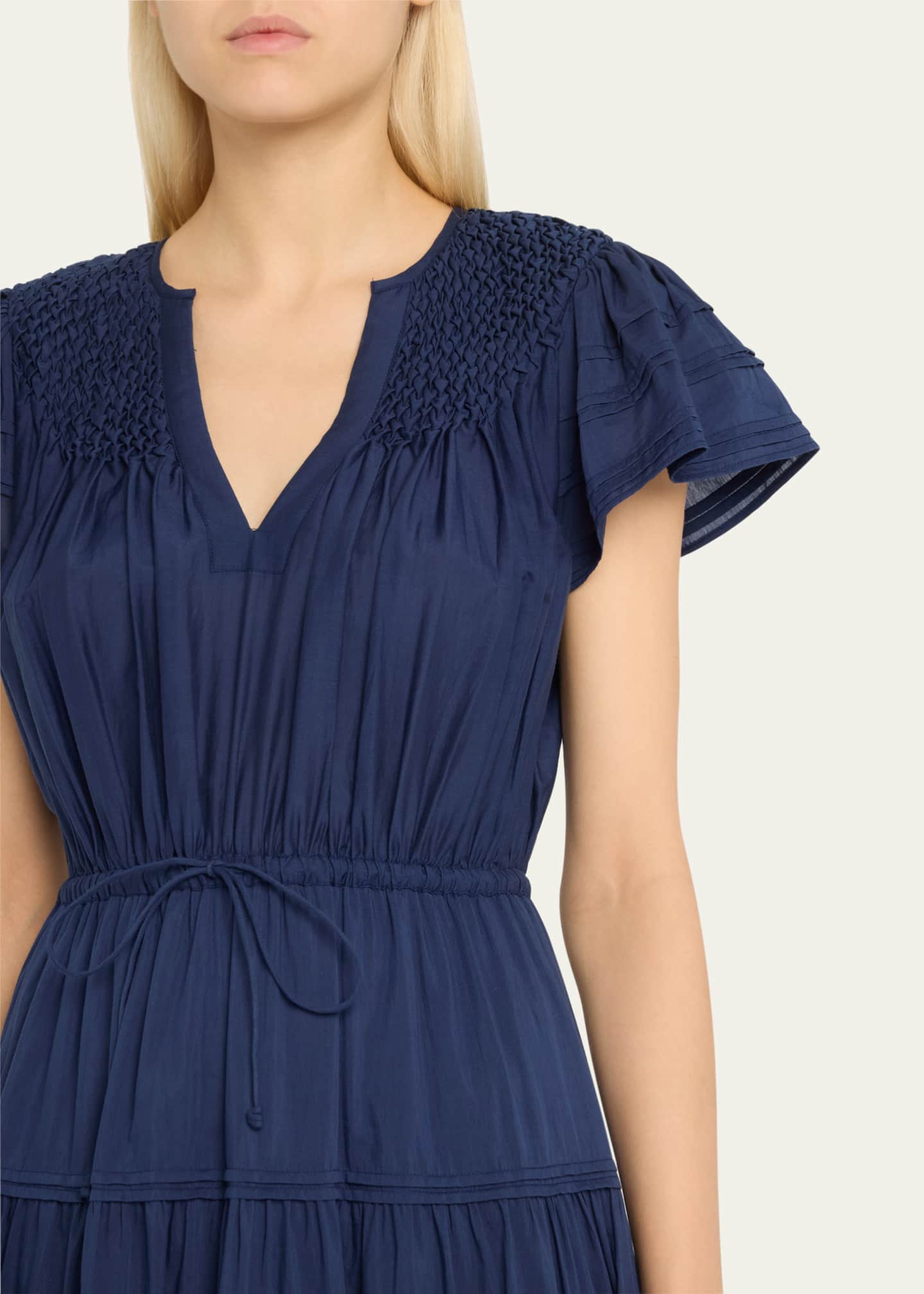 Ulla Johnson Marika Tiered Short-Sleeve Midi Dress Image 5 of 5