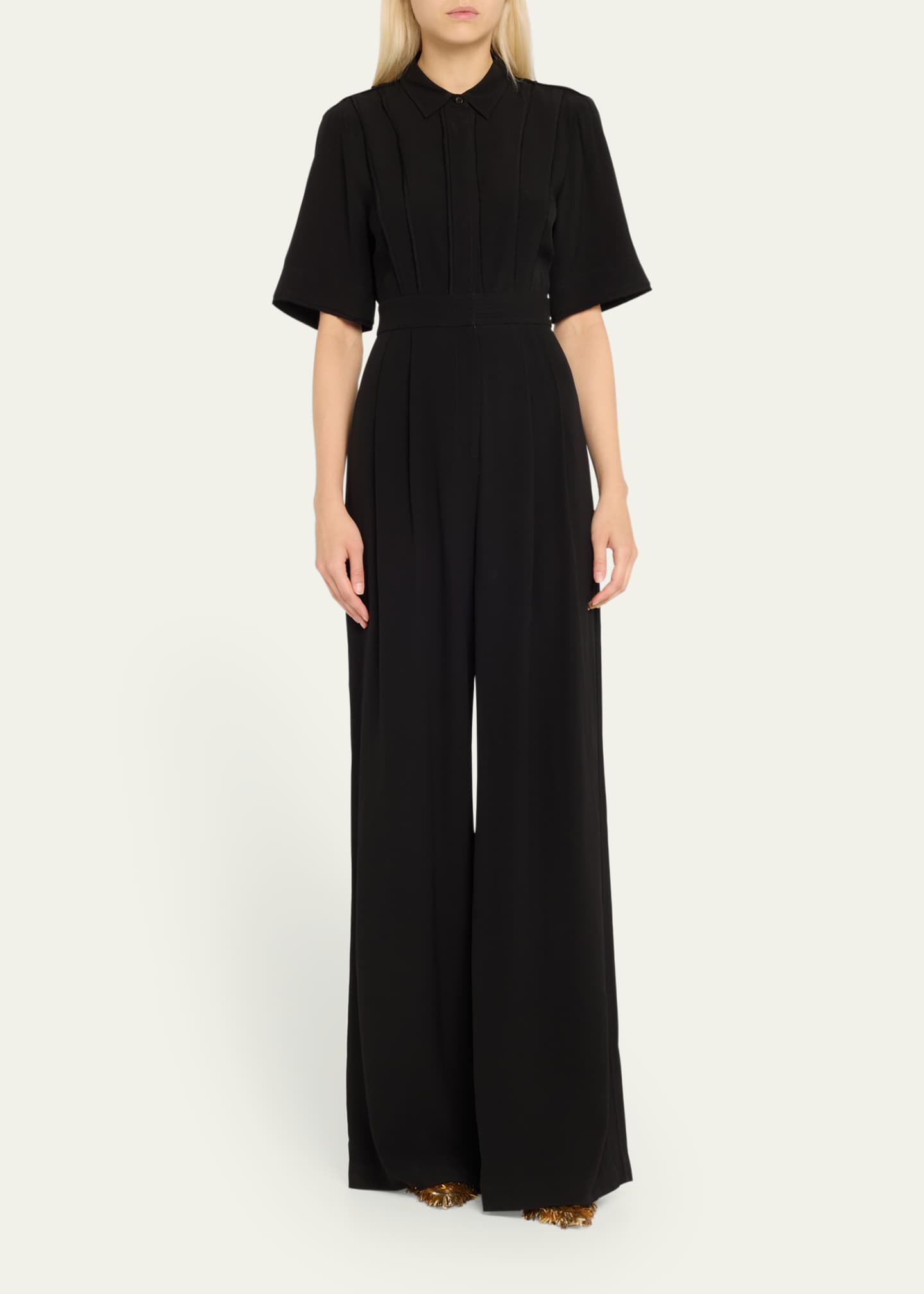 Ulla Johnson Deia Open Back Wide Leg Jumpsuit Black