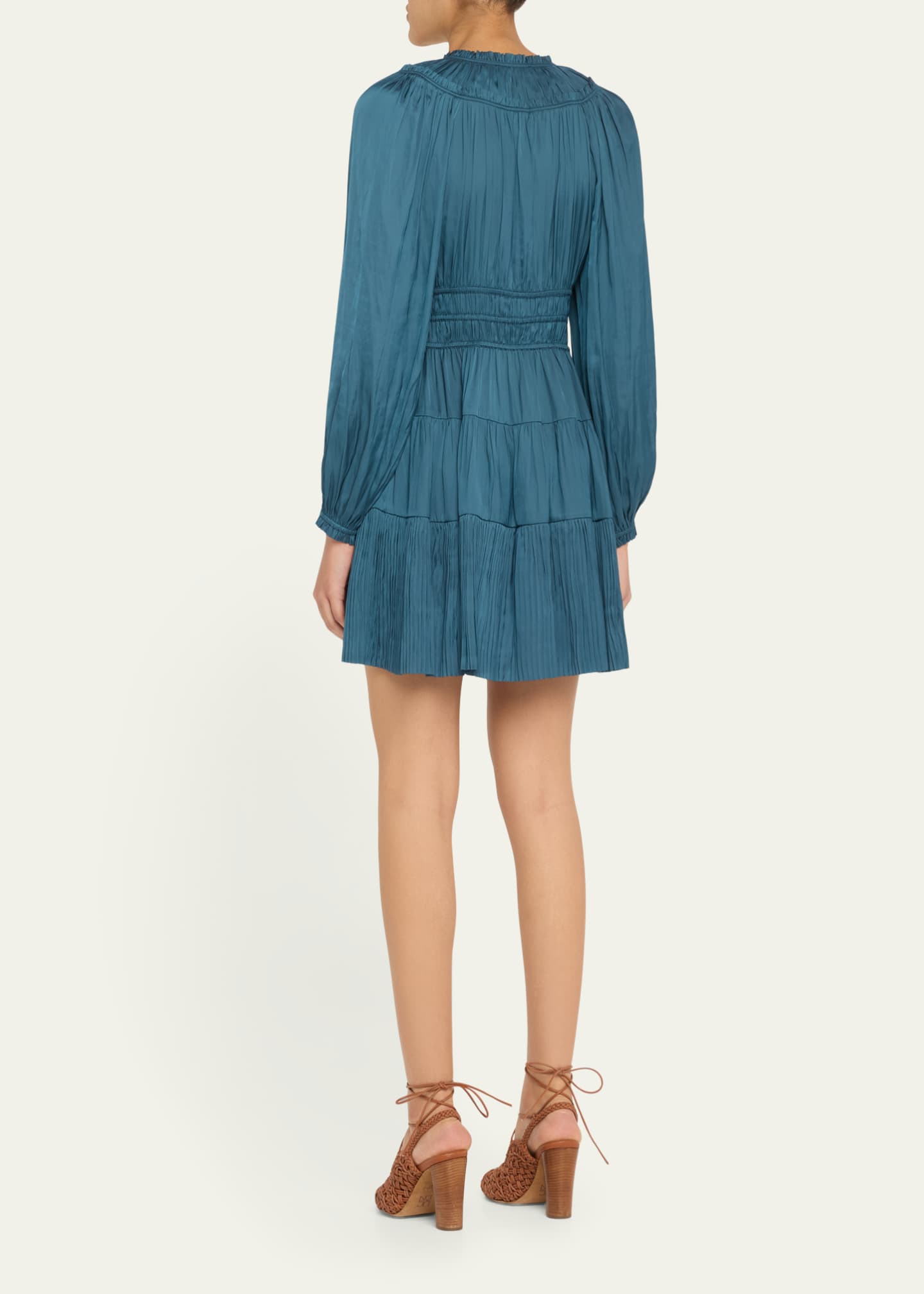 Ulla Johnson Koria Long-Sleeve Satin Mini Dress Image 3 of 5