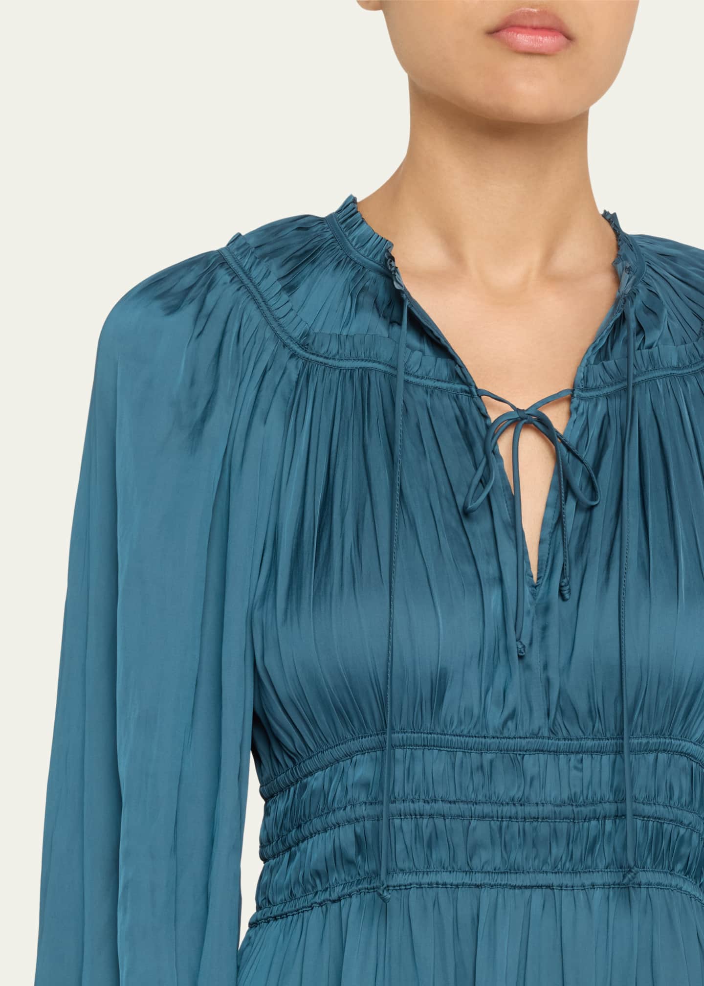 Ulla Johnson Koria Long-Sleeve Satin Mini Dress Image 5 of 5