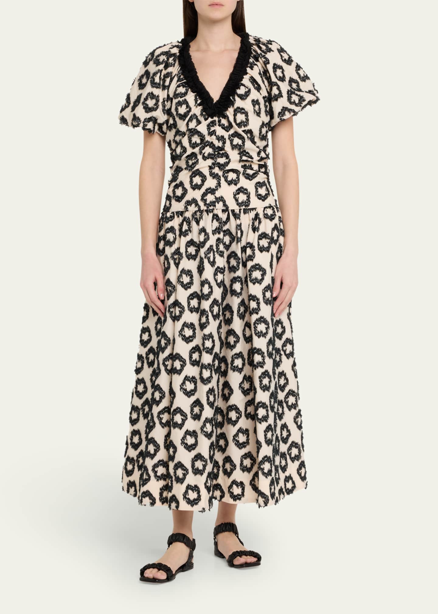 Ulla Johnson Violeta Textured Short-Sleeve Maxi Dress Image 2 of 5