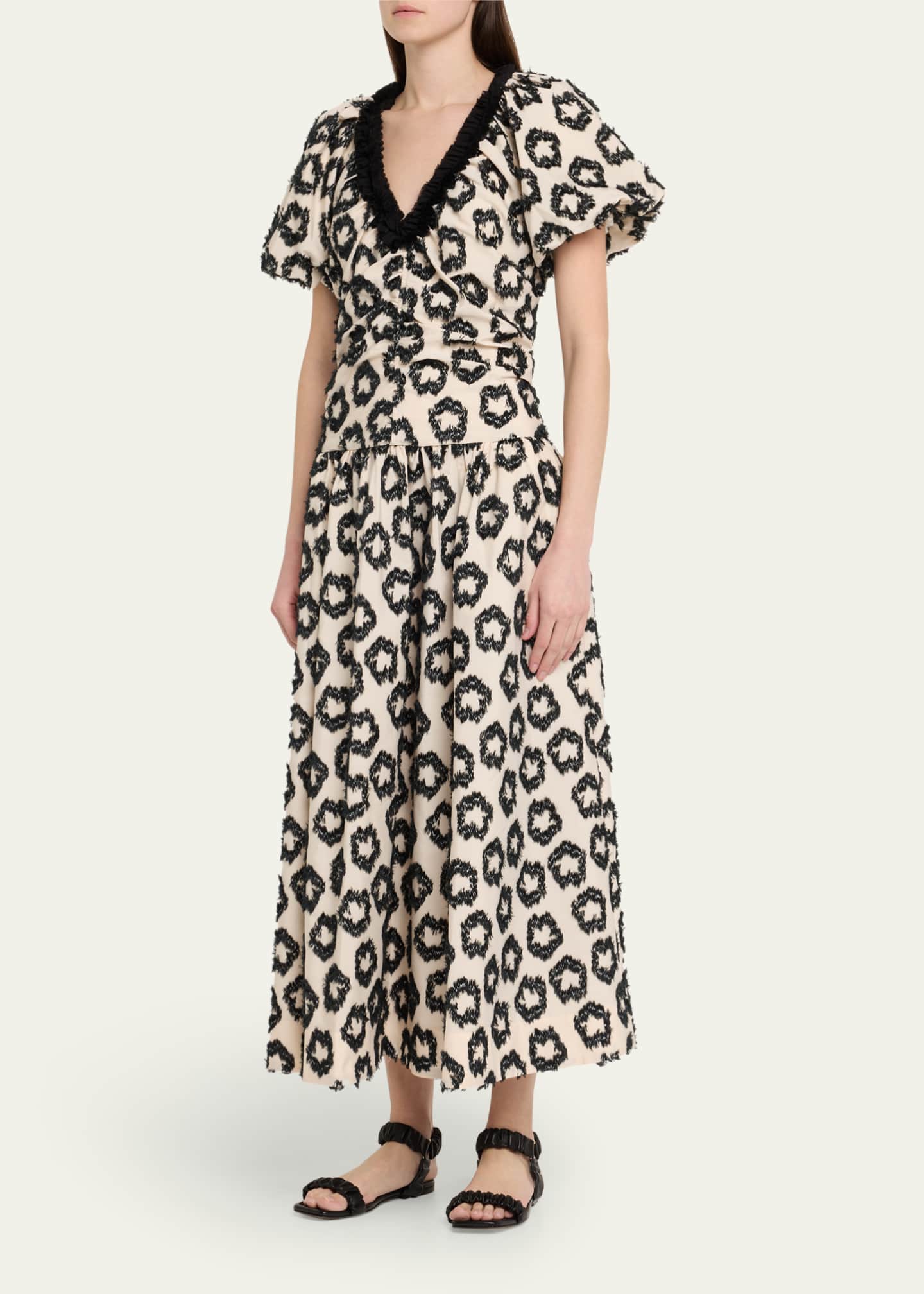 Ulla Johnson Violeta Textured Short-Sleeve Maxi Dress Image 4 of 5