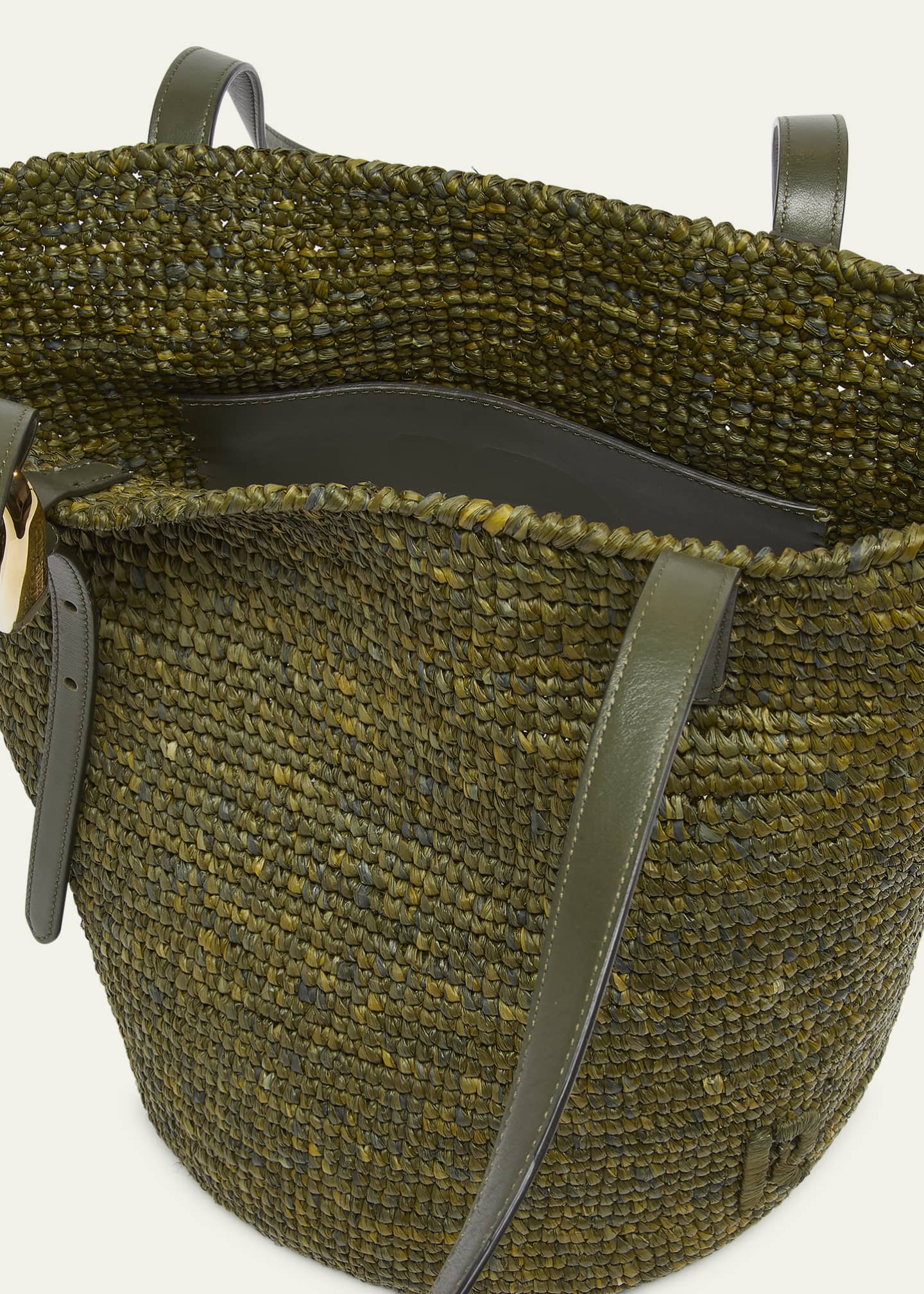 Rabanne Buckle Raffia Bucket Bag Image 4 of 5