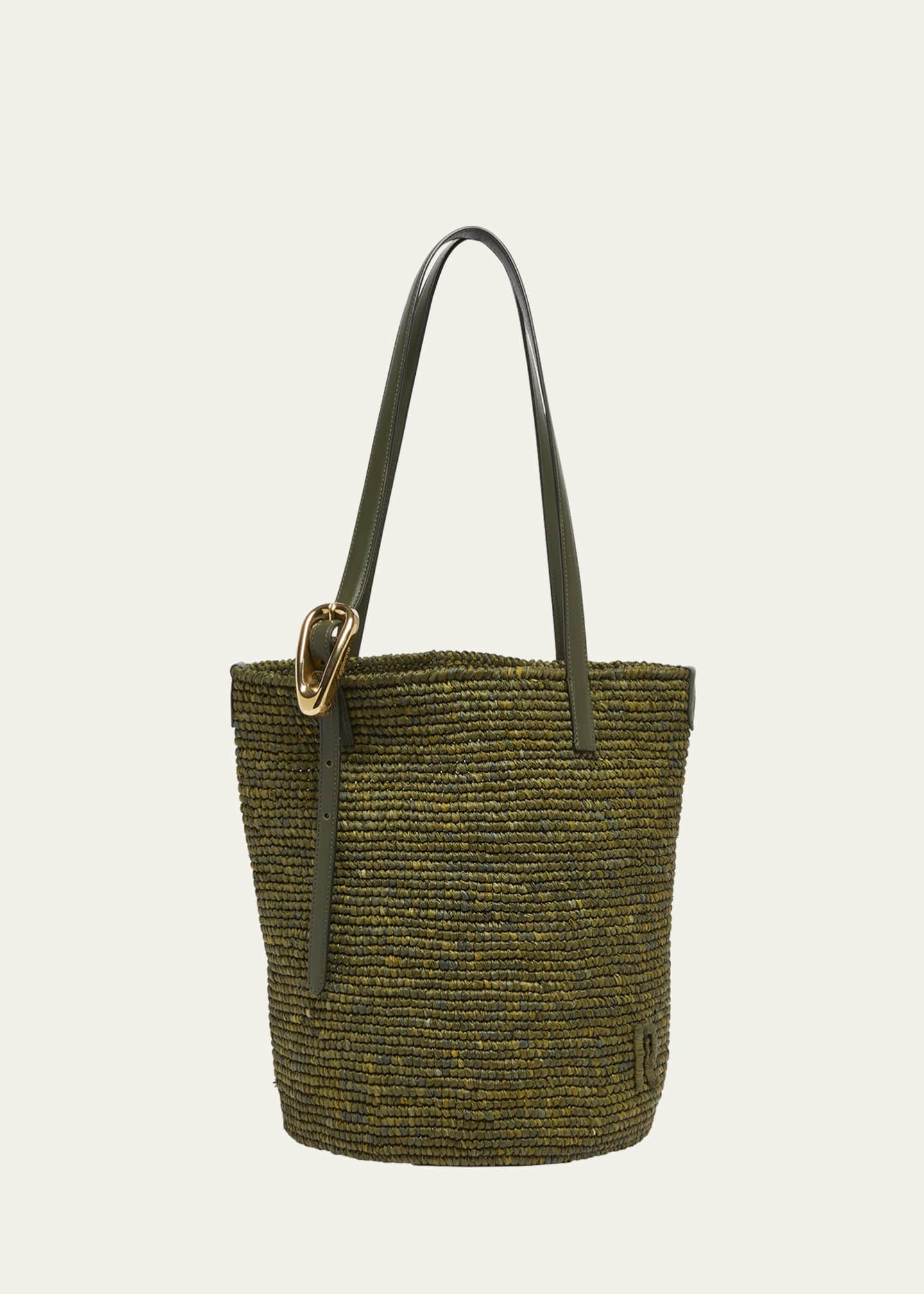 Rabanne Buckle Raffia Bucket Bag Image 1 of 5