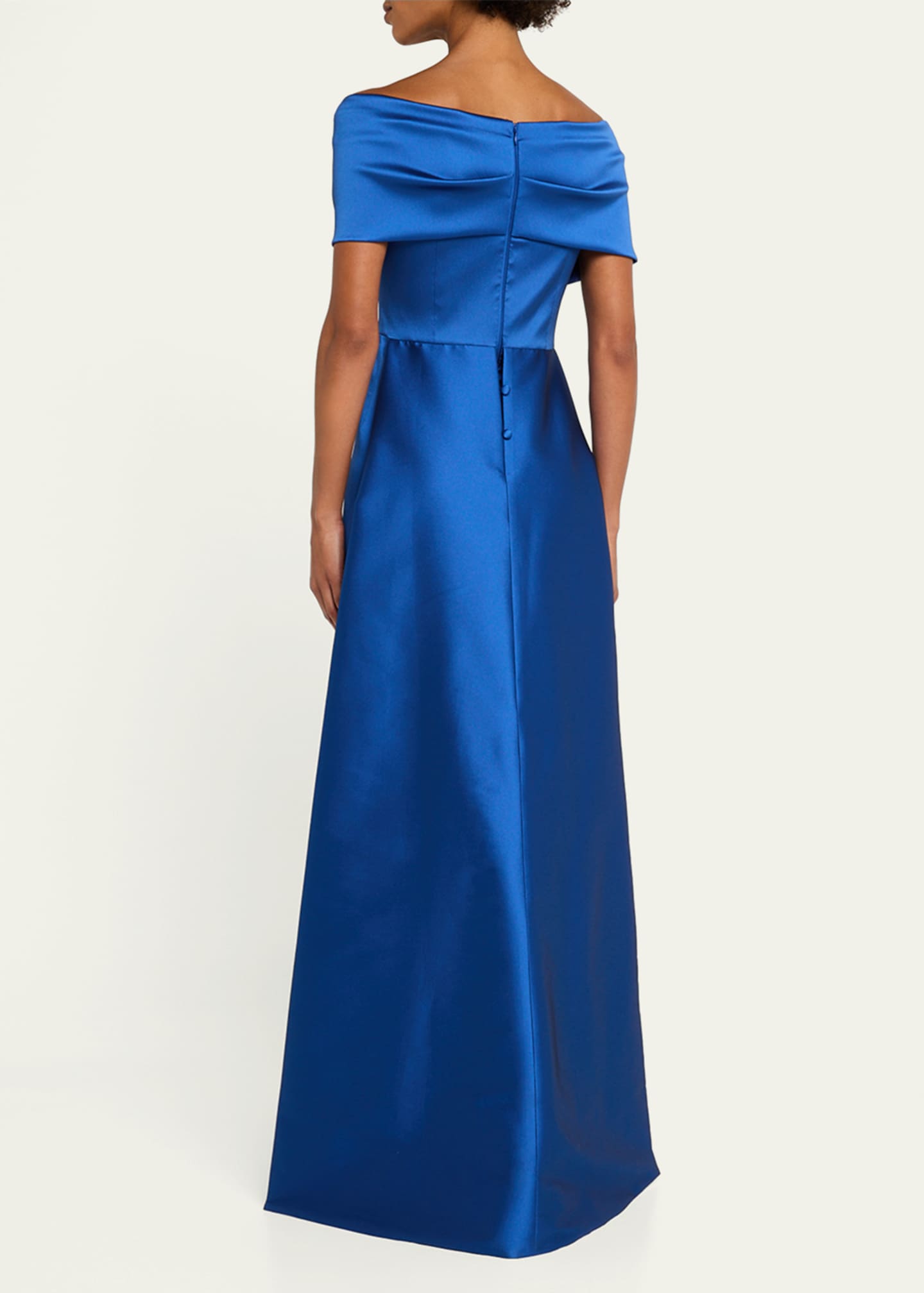 Rickie Freeman for Teri Jon Off-Shoulder Gazar Cape Gown Image 3 of 5