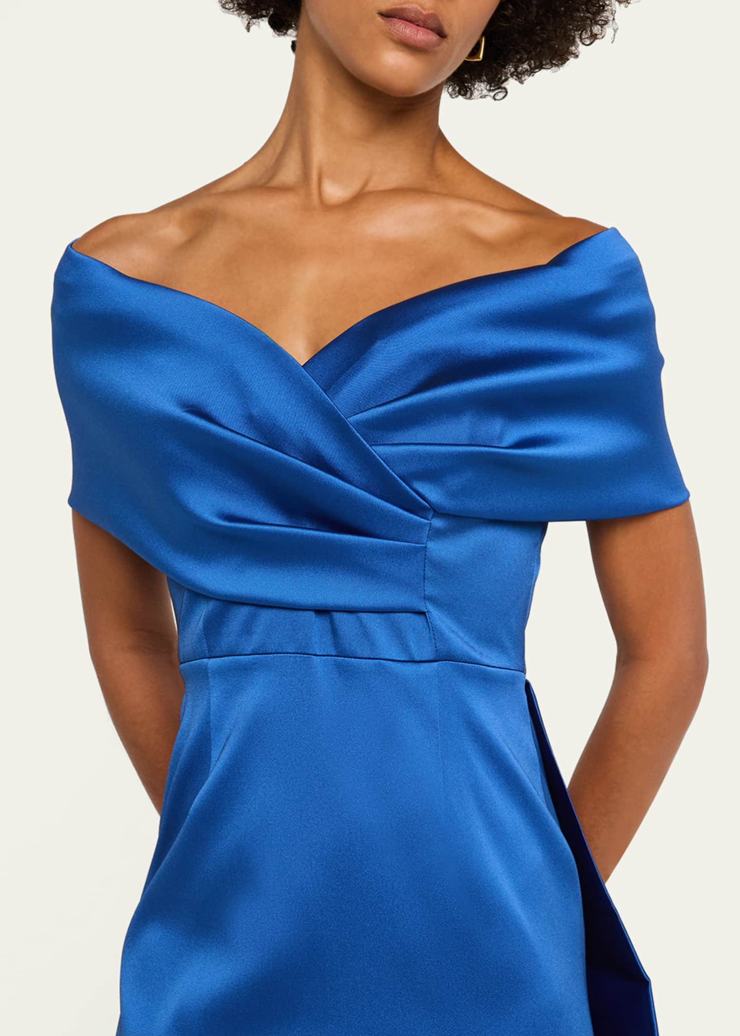 Rickie Freeman for Teri Jon Off-Shoulder Gazar Cape Gown Image 5 of 5