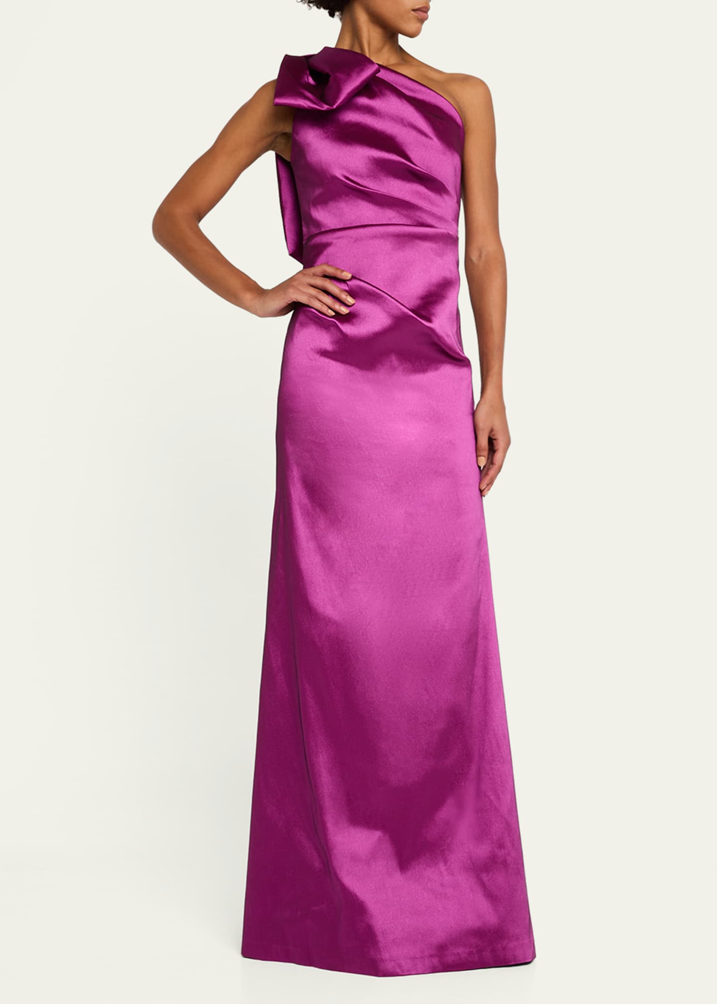 Rickie Freeman for Teri Jon One-Shoulder Bow Column Gown Image 4 of 5